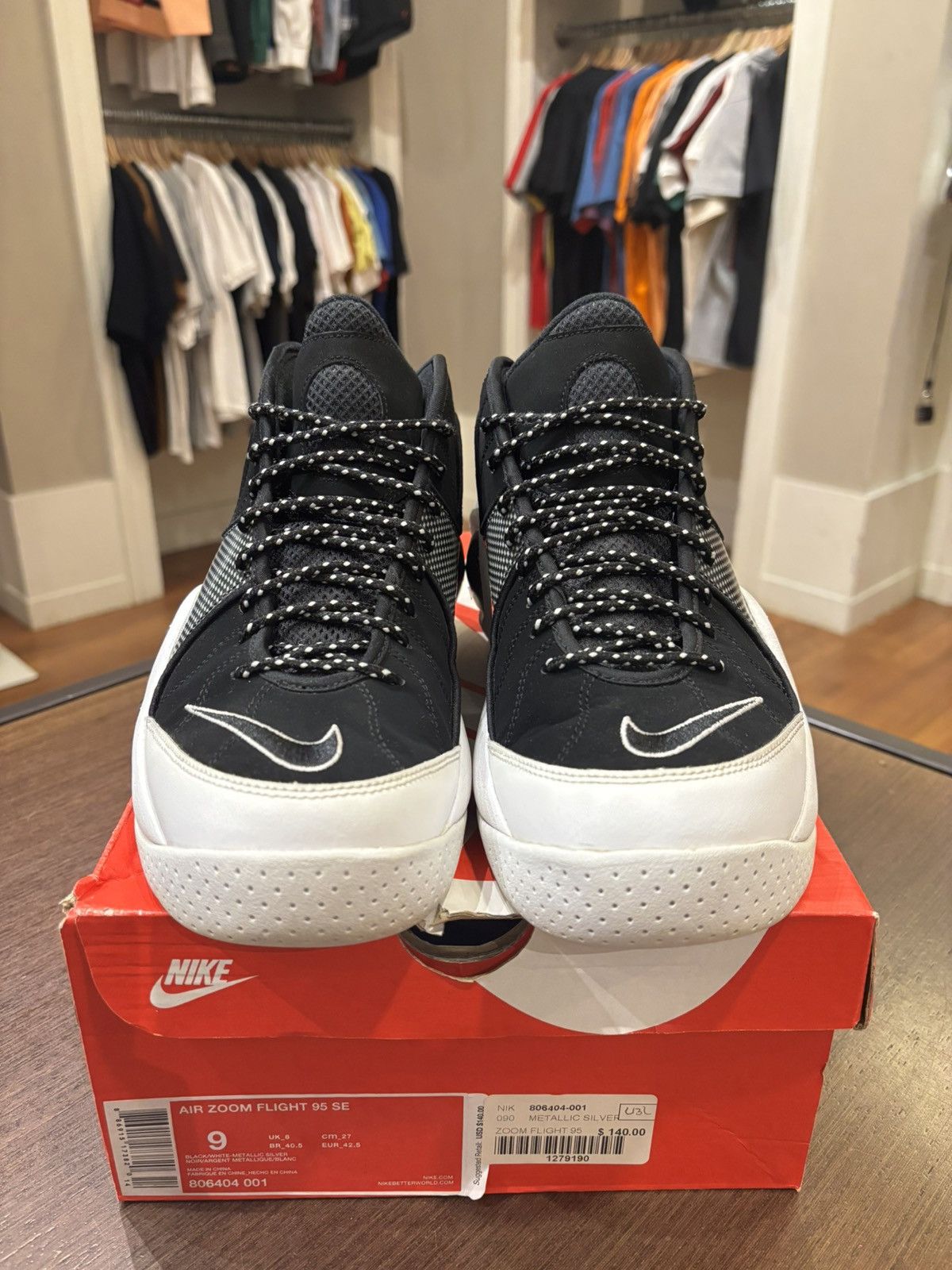 Nike Nike Air Zoom Flight 95 Black Metallic Silver Size US 9 / EU 42 - 3 Thumbnail