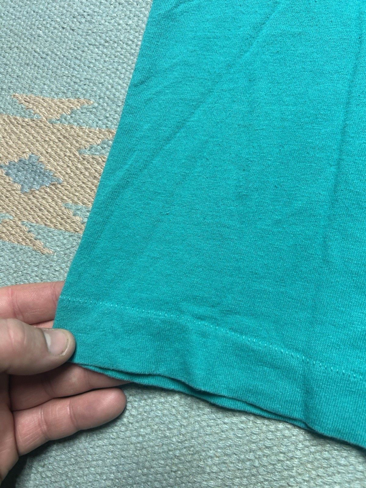 Vintage VTG 90s blank t shirt fruit of loom teal turquoise cotton L Size US L / EU 52-54 / 3 - 5 Thumbnail