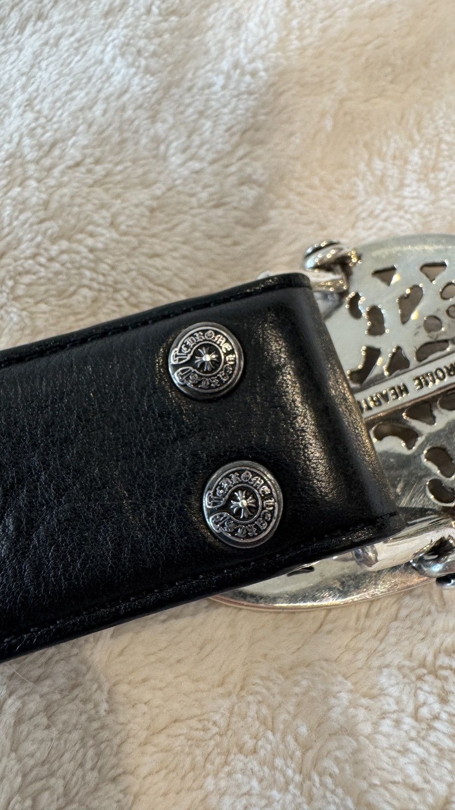 Chrome Hearts Chrome Hearts Silver Oval Keeper Buckle + Leather Belt Size 32 - 7 Thumbnail