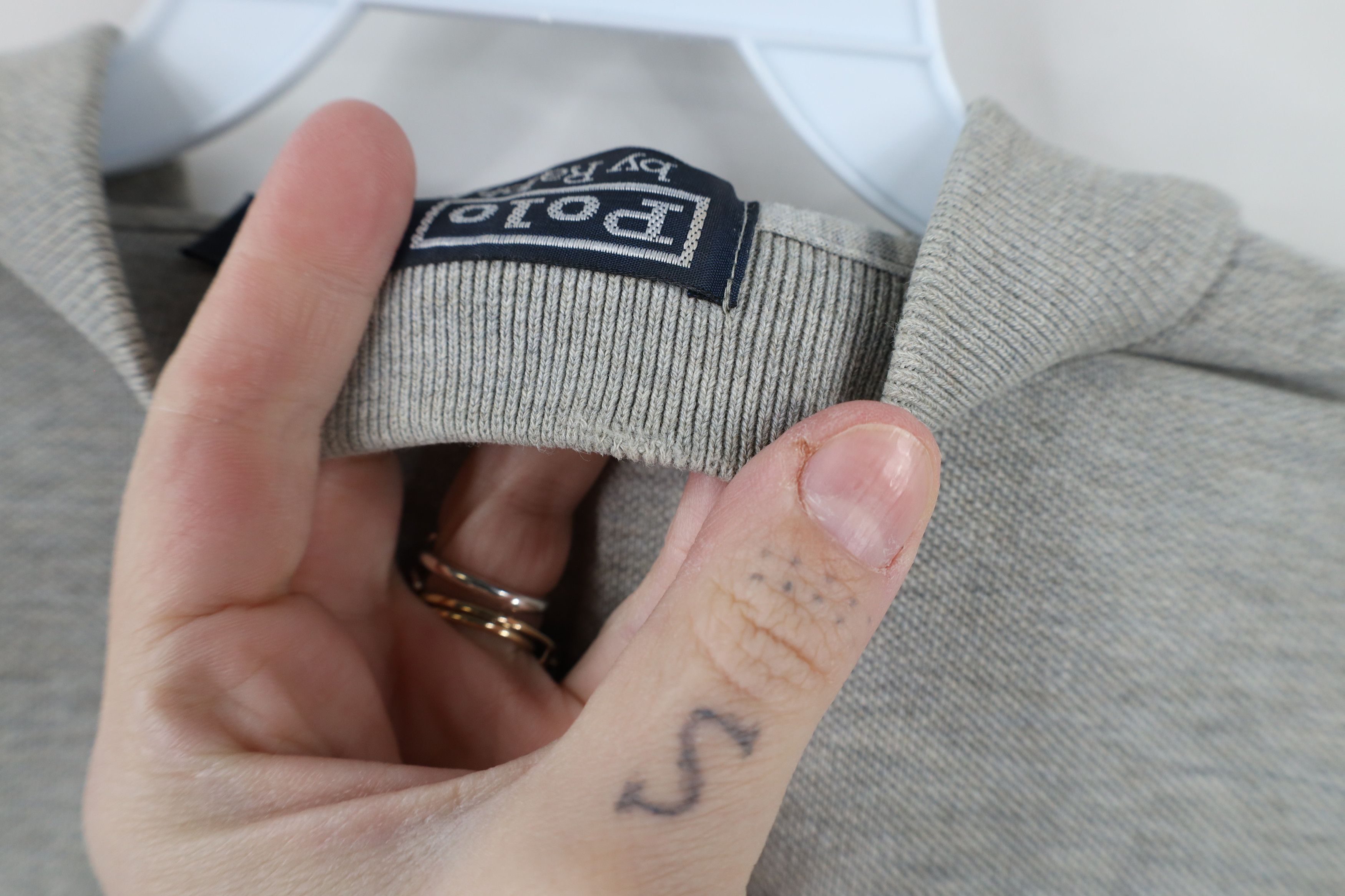 Ralph Lauren × Vintage Vintage 90s Ralph Lauren Pique Cotton Polo Shirt Gray Size US L / EU 52-54 / 3 - 11 Thumbnail