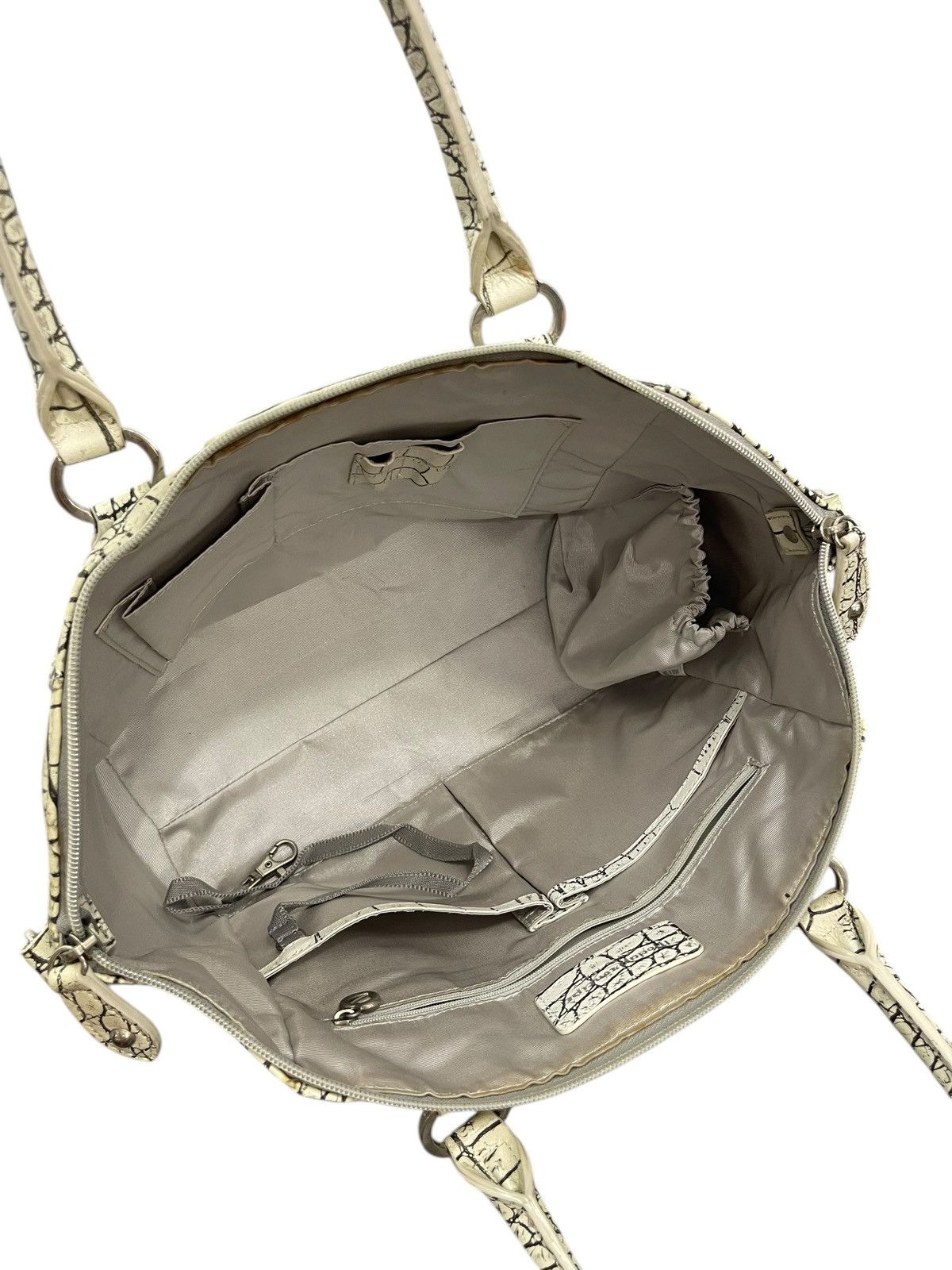 Genuine Leather Albino Crocodile Embossed Moda Principe Tote Bag 2🟩2 Size ONE SIZE - 20 Thumbnail
