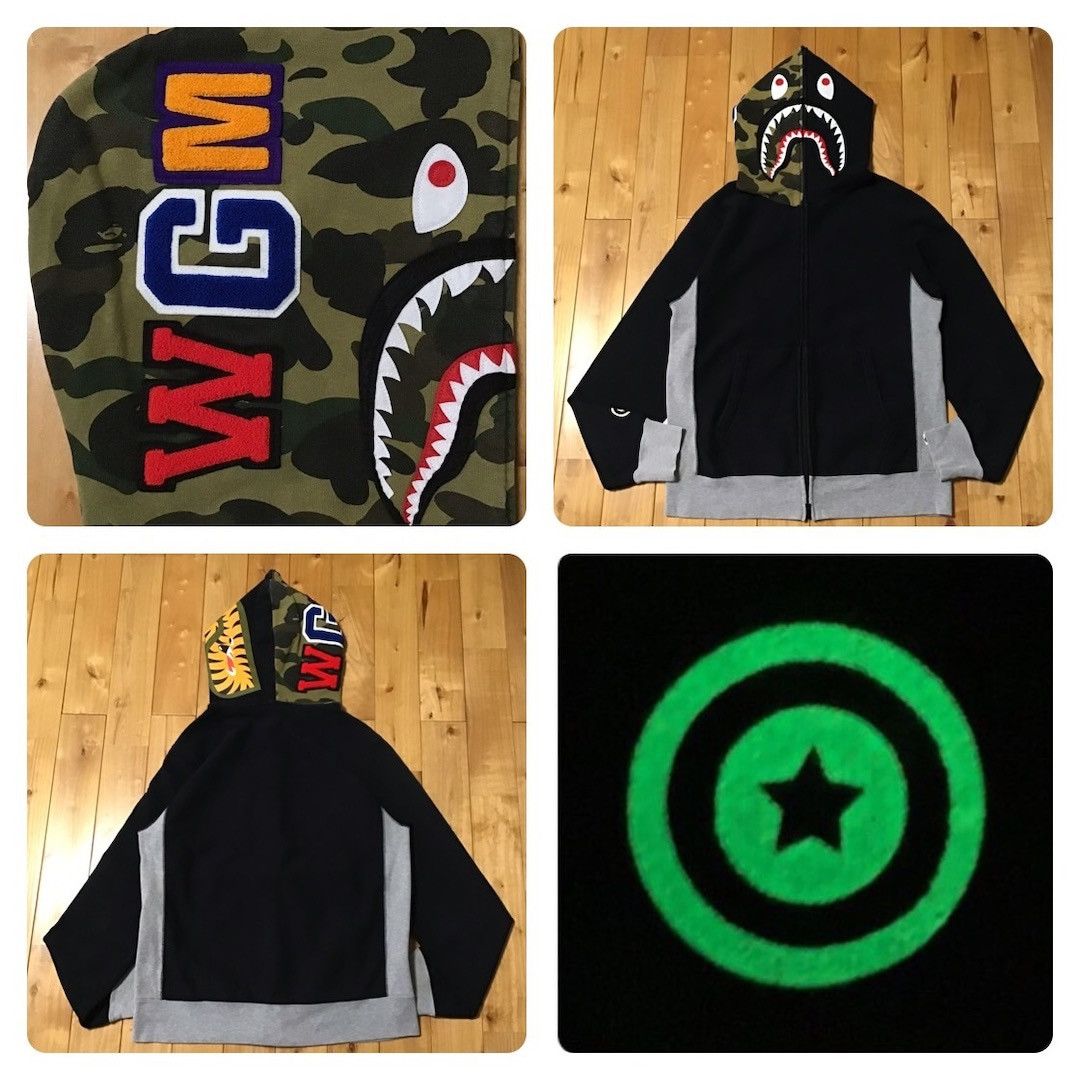 Bape BAPE Shark Full Zip Hoodie 1st Camo x Black a bathing ape Size US L / EU 52-54 / 3 - 1 Thumbnail
