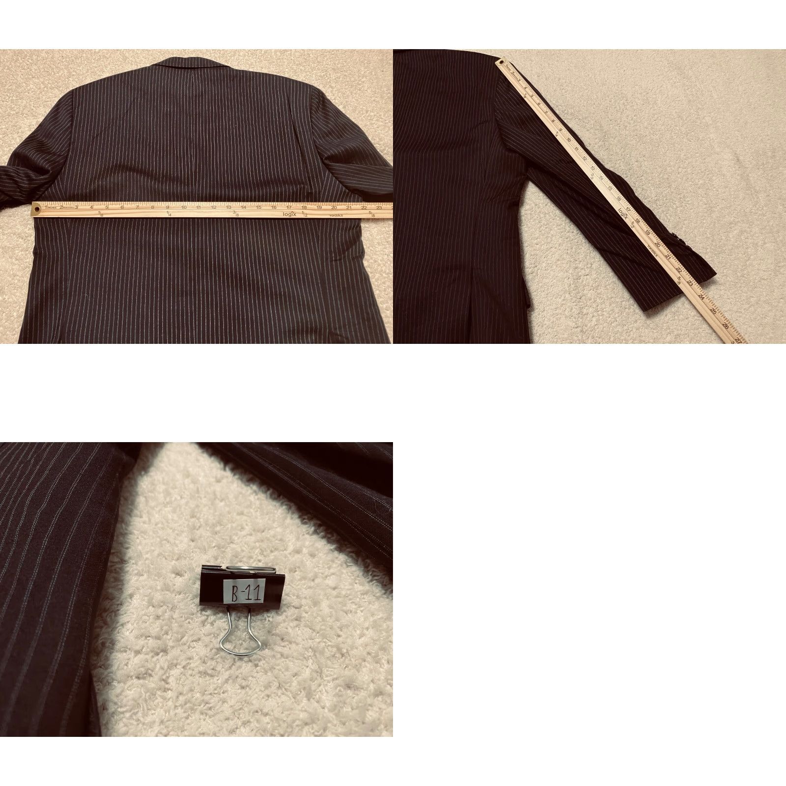 Ralph Lauren Lauren Ralph Lauren Blazer Mens 44R Black Wool Striped 3-Button Long Sleeve Jacket/Coat Regular Fit Size US XXL / EU 58 / 5 - 8 Thumbnail