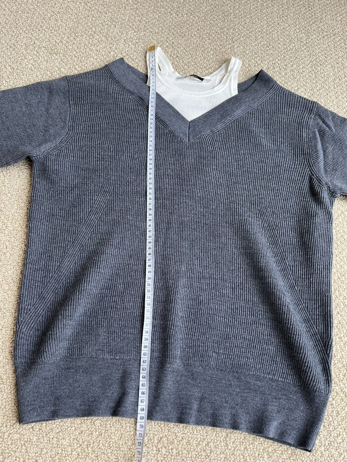 Rubbed Off-Shoulder Wool Sweater With Tank