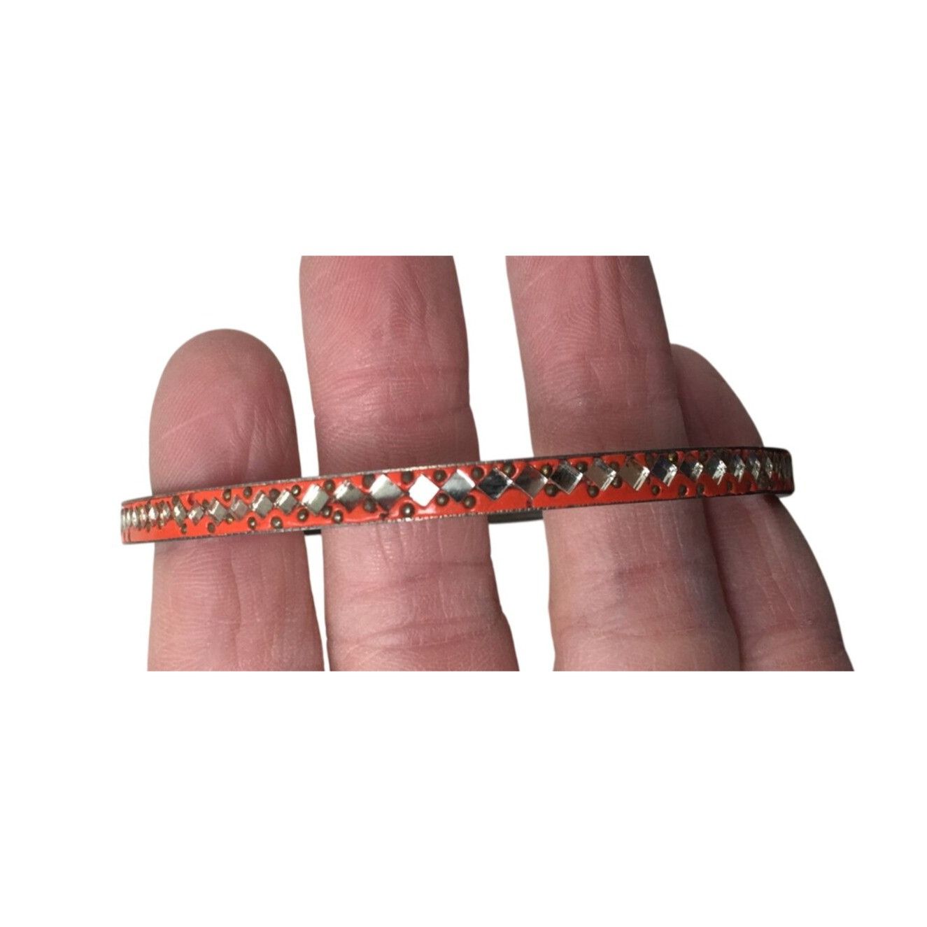 Other Women's Orange & Silver Tone Bangle Bracelet Size ONE SIZE - 4 Thumbnail