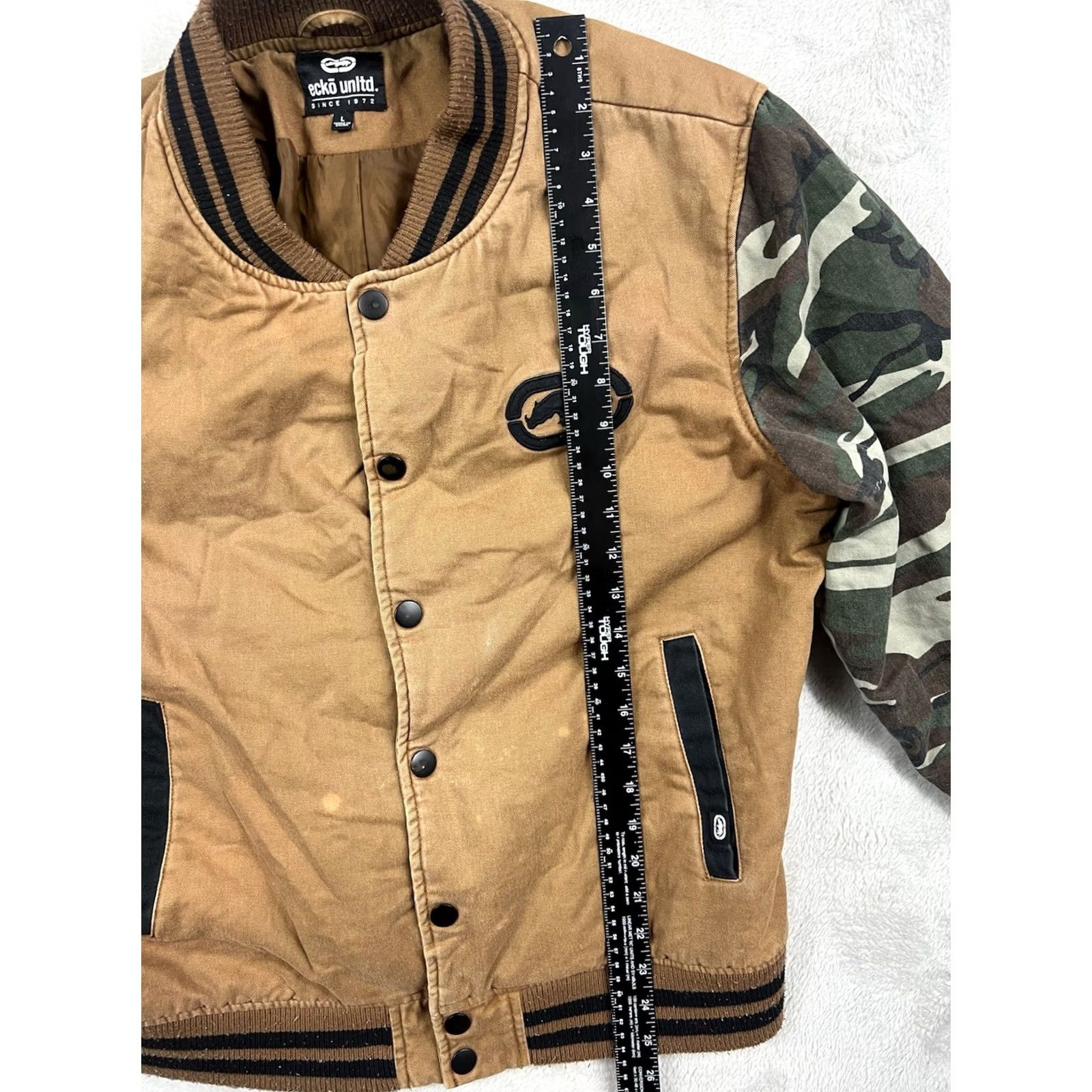 Ecko Unltd. Ecko Unltd Bomber Jacket Mens Camo/Beige/Black Embroidered Rhino Logo Size L Size US L / EU 52-54 / 3 - 3 Thumbnail