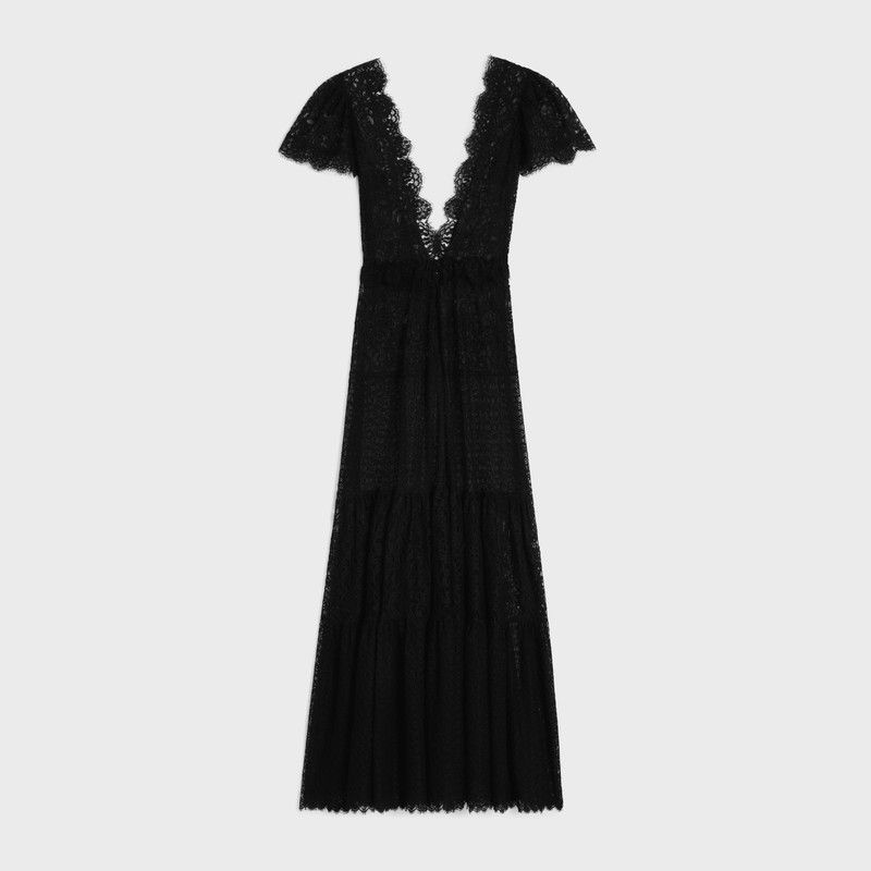 Celine o1bcso1str0526 2R97L148X Triomphe Maxi Dress in Black Size M / US 6-8 / IT 42-44 - 2 Thumbnail