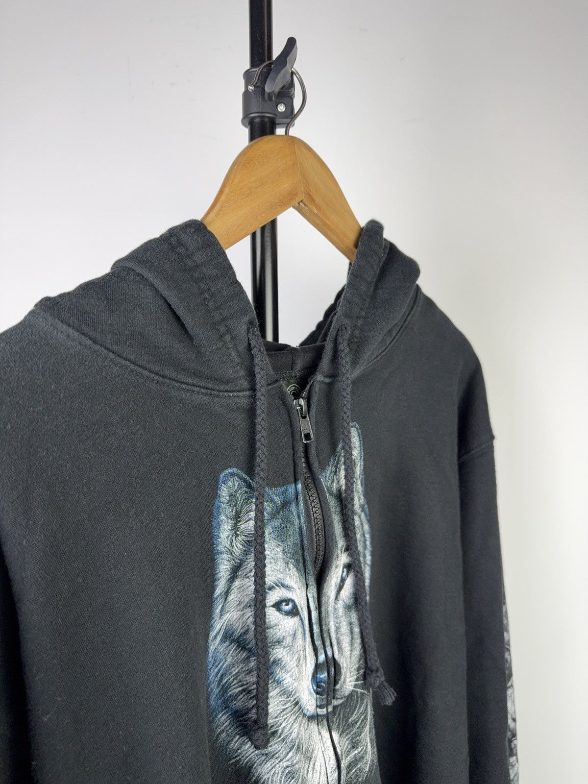 Vintage 00s Rock Eagle Wolf Print Zip Hoodie With Graphic Sleeves Size US L / EU 52-54 / 3 - 2 Thumbnail