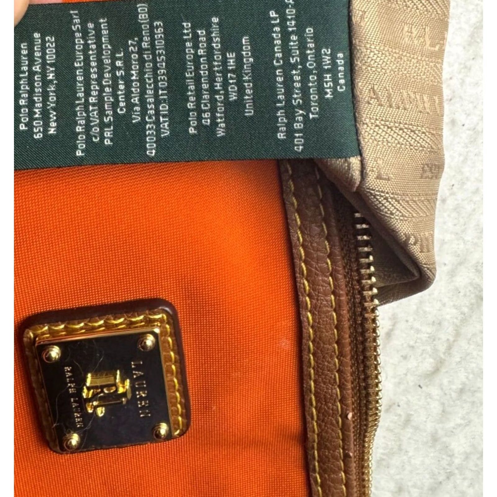 Ralph Lauren VINTAGE Lauren Ralph Purse Womens Small Crescent Bag Orange Pouch Zip Strap Crossbody Size ONE SIZE - 6 Thumbnail