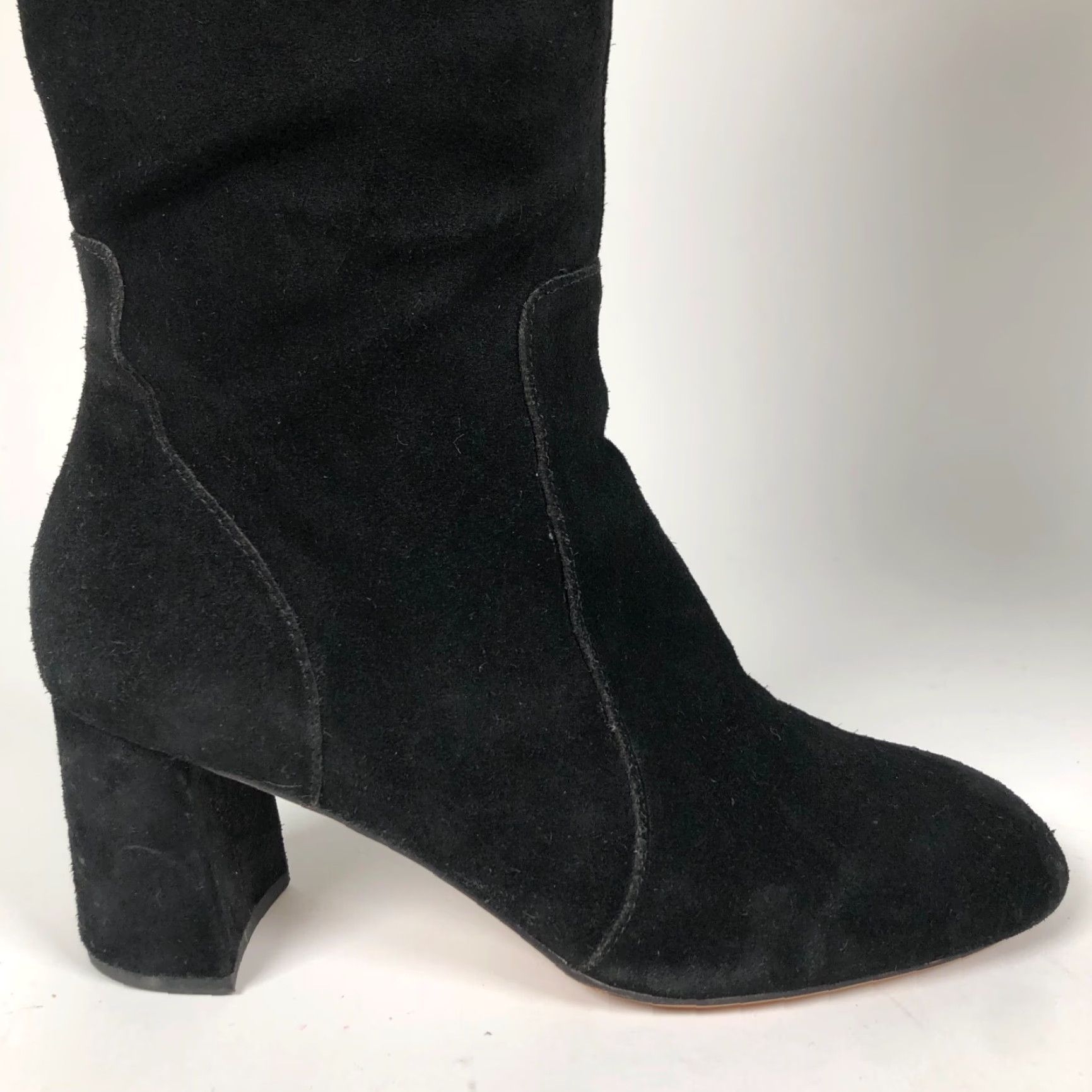 Vintage Essex Lane El Gano Boots Womens Size 7 M Black Suede Knee High Zip Block Heel Platform City Clubwear Disco Going Out Gothic Retro Size US 7 / IT 37 - 5 Thumbnail