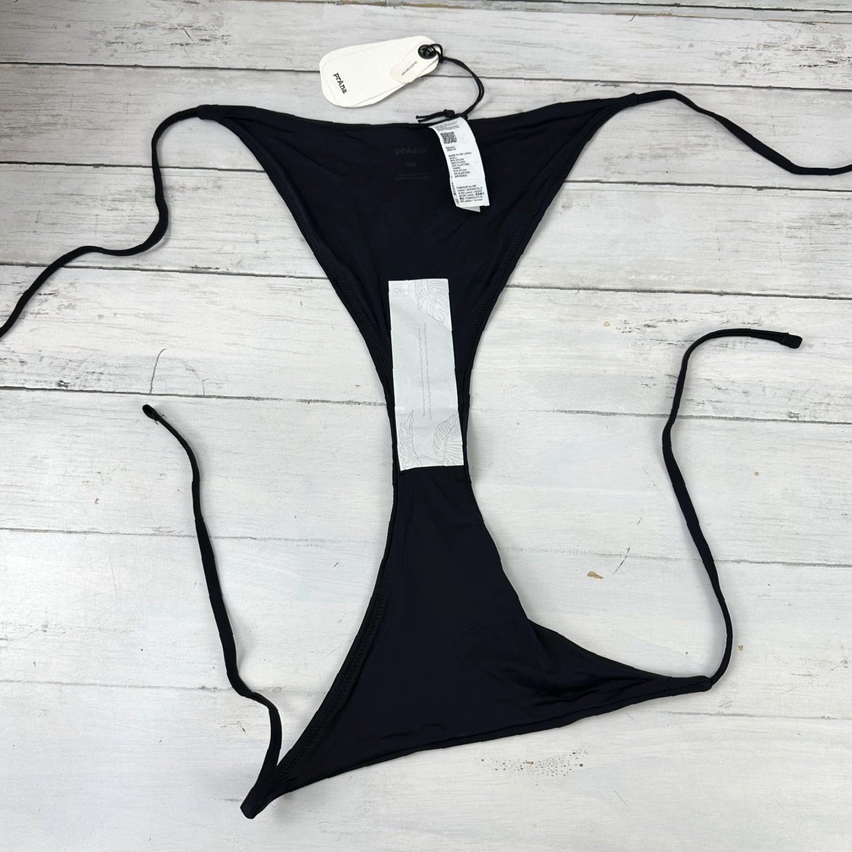 Prana VINTAGE prAna Swim Bottom Women's Small Black Cheeky Low Rise Side Tie Beach 90s NWT Size 28" / US 6 / IT 42 - 4 Thumbnail