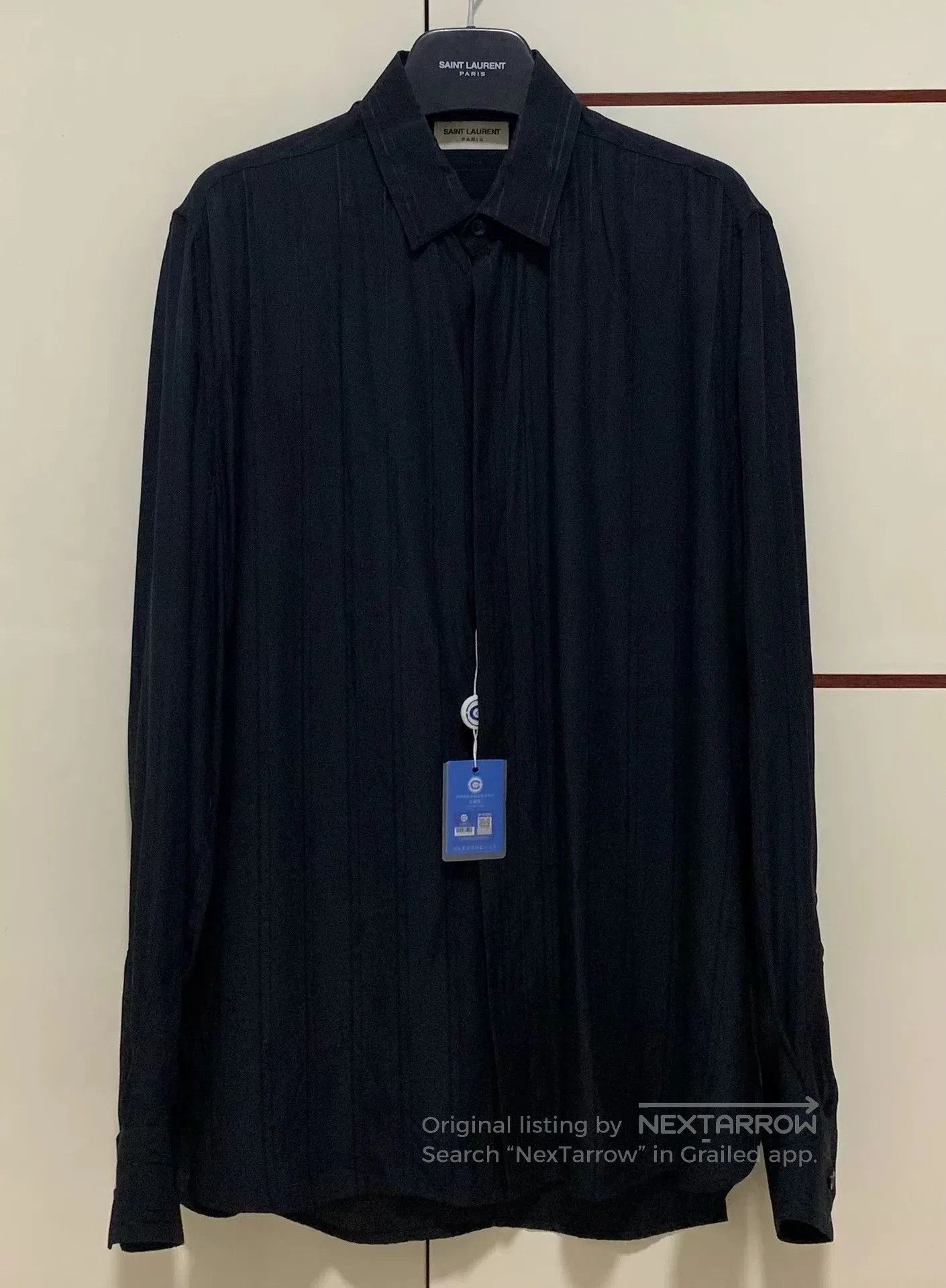 Saint Laurent Paris Saint Laurent Black Silk Striped Shirt. Size US M / EU 48-50 / 2 - 1 Thumbnail