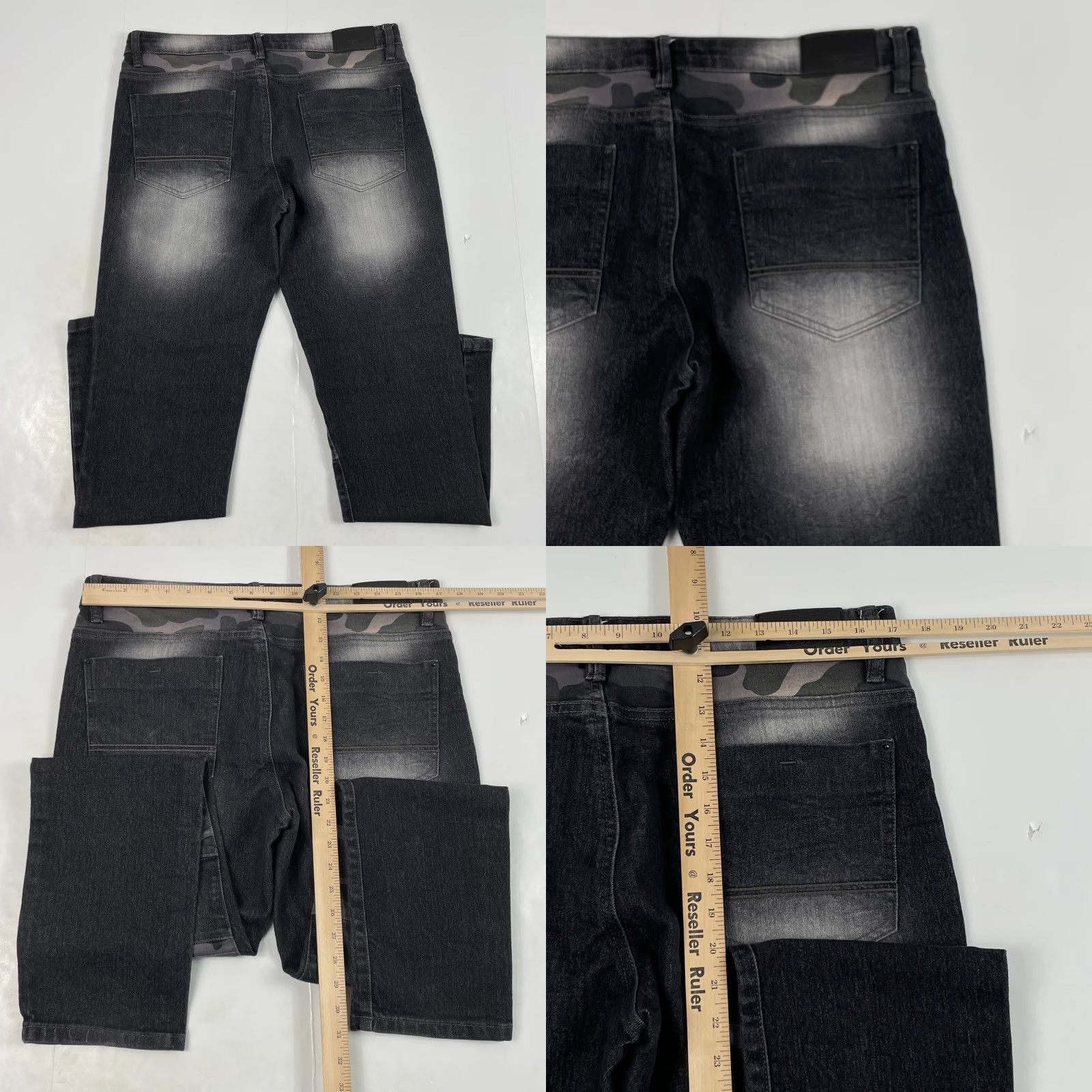 Southpole Southpole Jeans Mens 34 x 30 Black Camouflage Skinny Denim Moto Distressed Jeans Biker 5-Pocket Regular Rise Mid Denim Shirt? Size US 34 / EU 50 - 8 Thumbnail