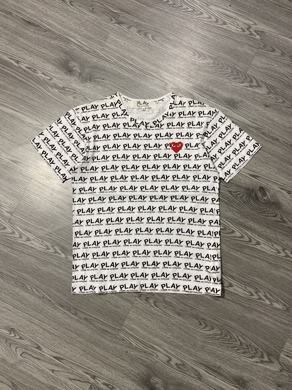 Play Comme Des Garcons All Over Print T-Shirt in White, Men's