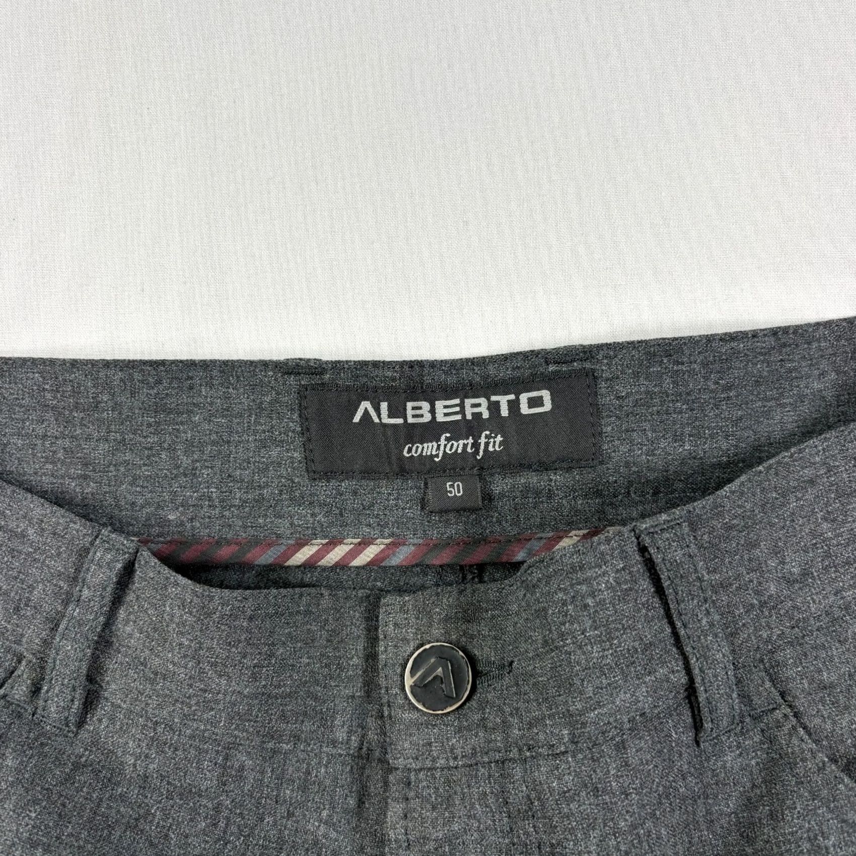 Vintage ALBERTO Pants Mens 34x32 Gray Ceramica Chino Stretch Golf Casual Pants Size US 34 / EU 50 - 3 Thumbnail