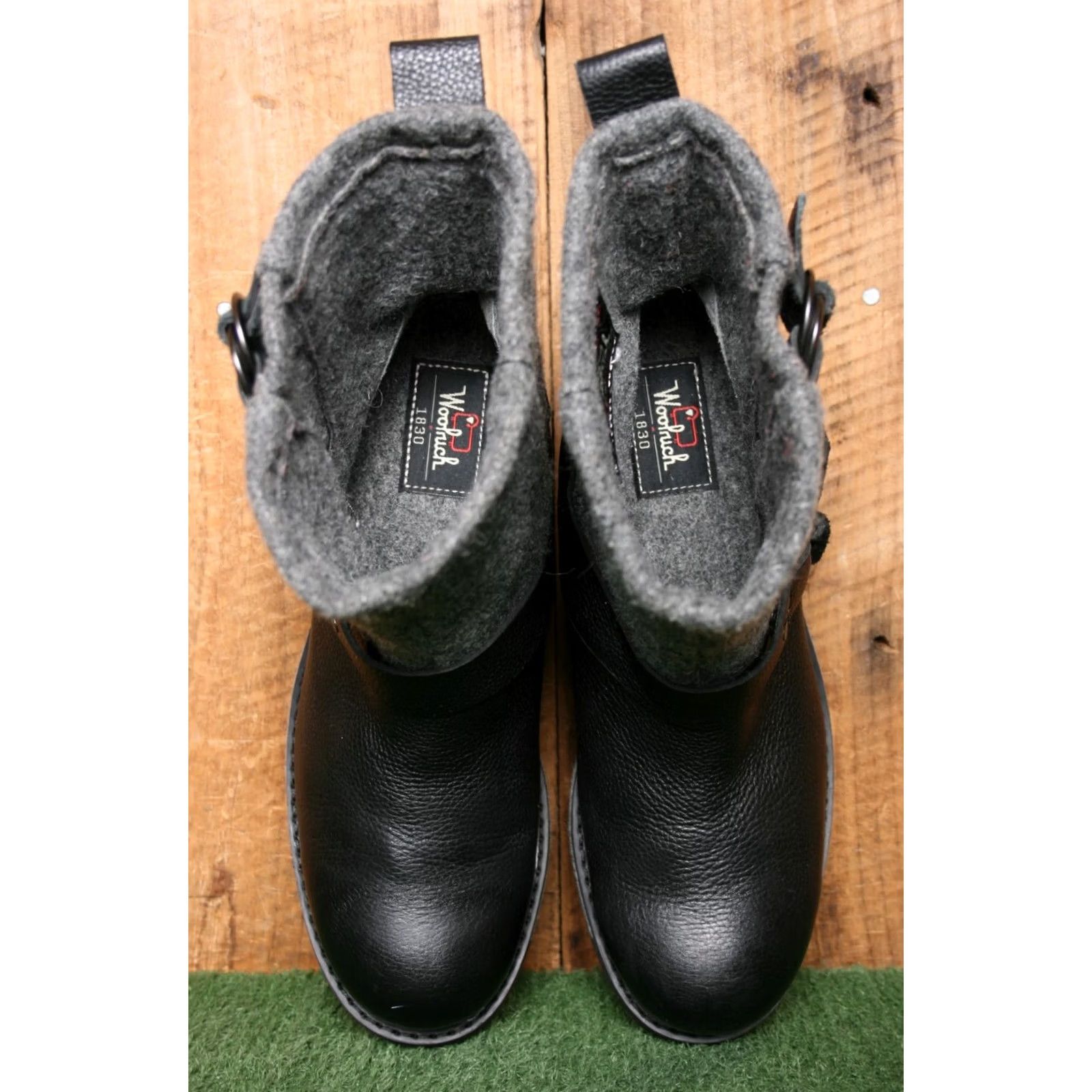 Vintage VINTAGE WOOLRICH Baltimore Black Leather & Gray Wool Moto Boots Women's Sz. 8.5 M Size US 9 / IT 39 - 4 Thumbnail