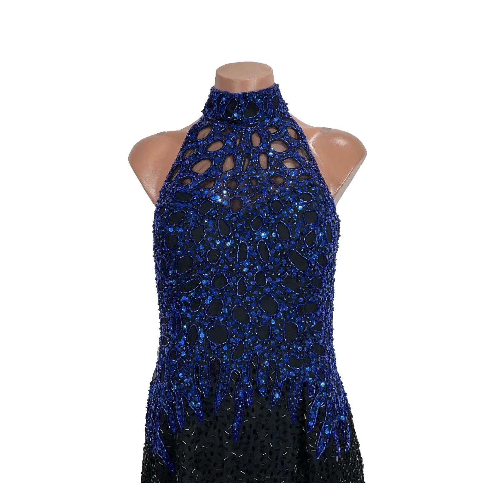 mac duggal women's beaded cap sleeve column midi dress Niteline Vintage Beaded Dress 8 – elleandava main image 1
