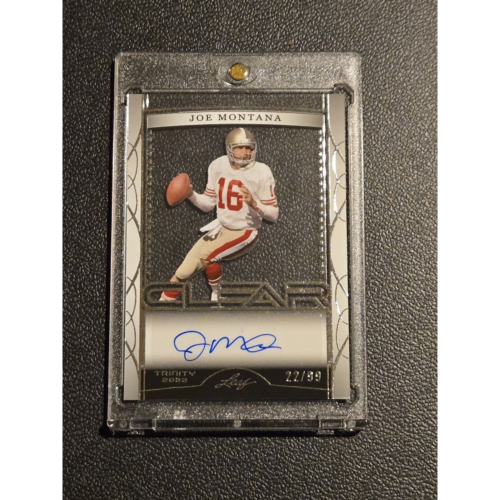 Other 2022 Leaf Trinity Joe Montana Clear Autographs Silver #/99 Size ONE SIZE - 1 Thumbnail