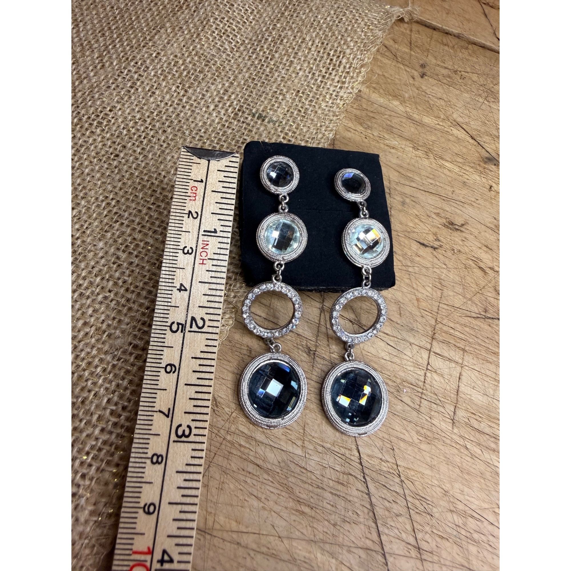 Other Silver Crystal Drop Statement Earrings With Rhinestone Accen Size ONE SIZE - 3 Thumbnail
