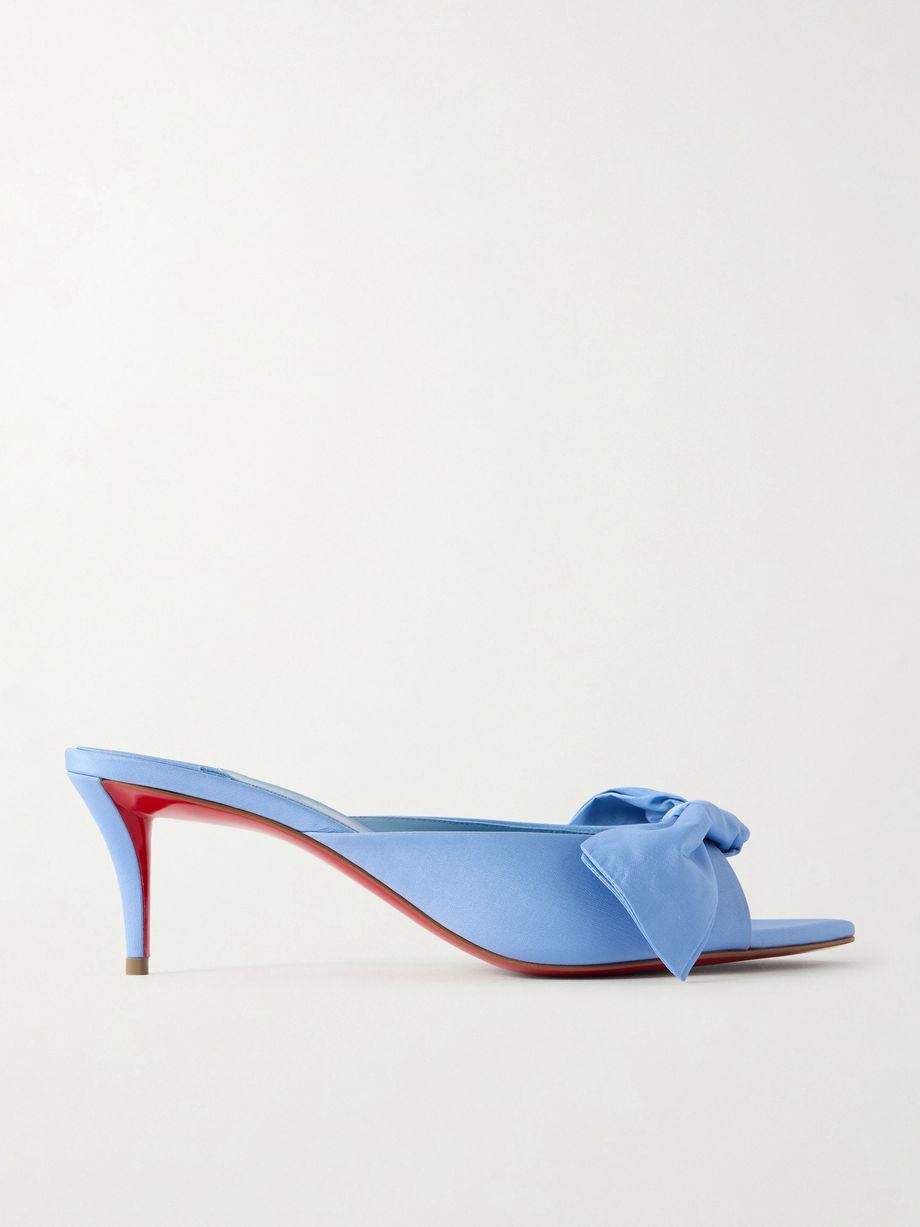 Christian Louboutin os11x0526 Mulazee Bow-Embellished Crepe De Chine Mules Size US 9 / IT 39 - 1 Thumbnail