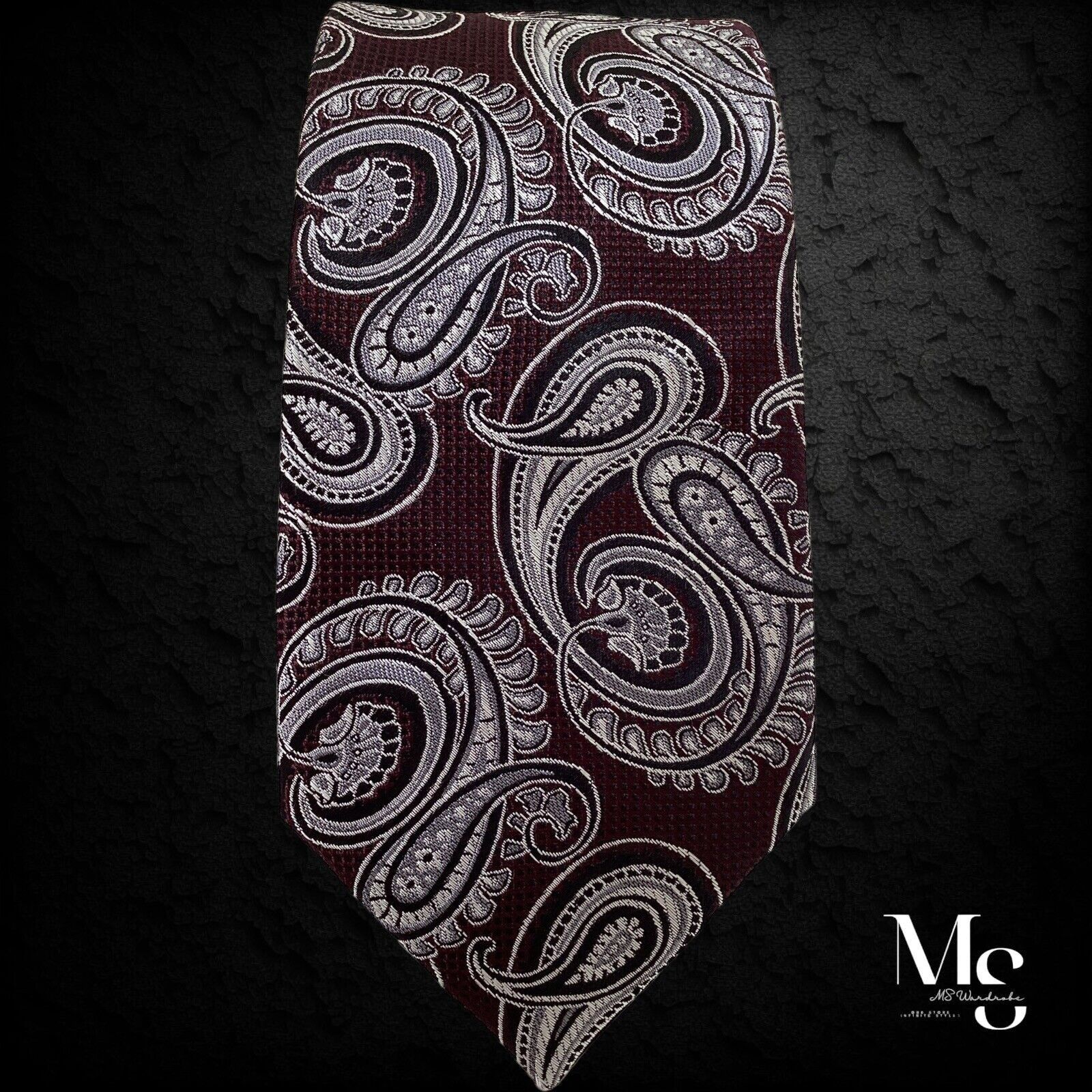 Other ORVIETO Burgundy Paisley Silk Tie W: 2.9" EX COND Size ONE SIZE - 5 Thumbnail