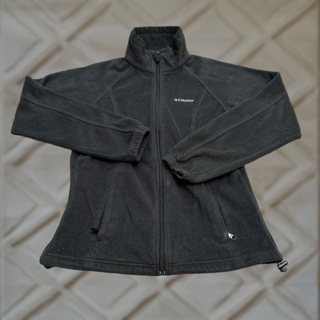Vintage Columbia Jacket Women Medium Black Full Zip Benton Springs Fleece Outdoor Hiking Size M / US 6-8 / IT 42-44 - 1 Thumbnail