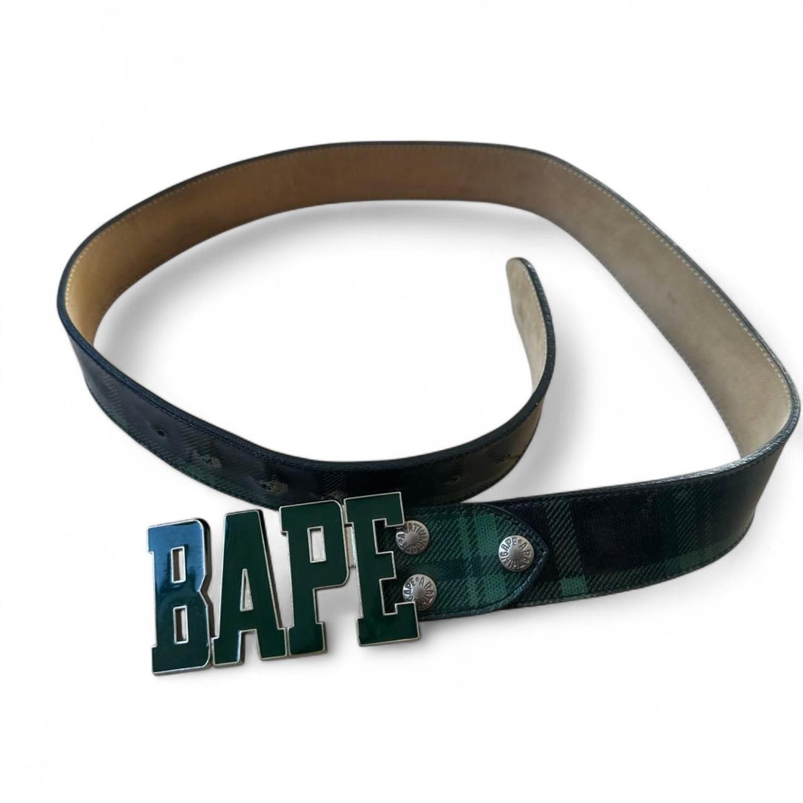 Bape BAPE - Plaid Leather Belt Logo Buckle Size ONE SIZE - 2 Thumbnail