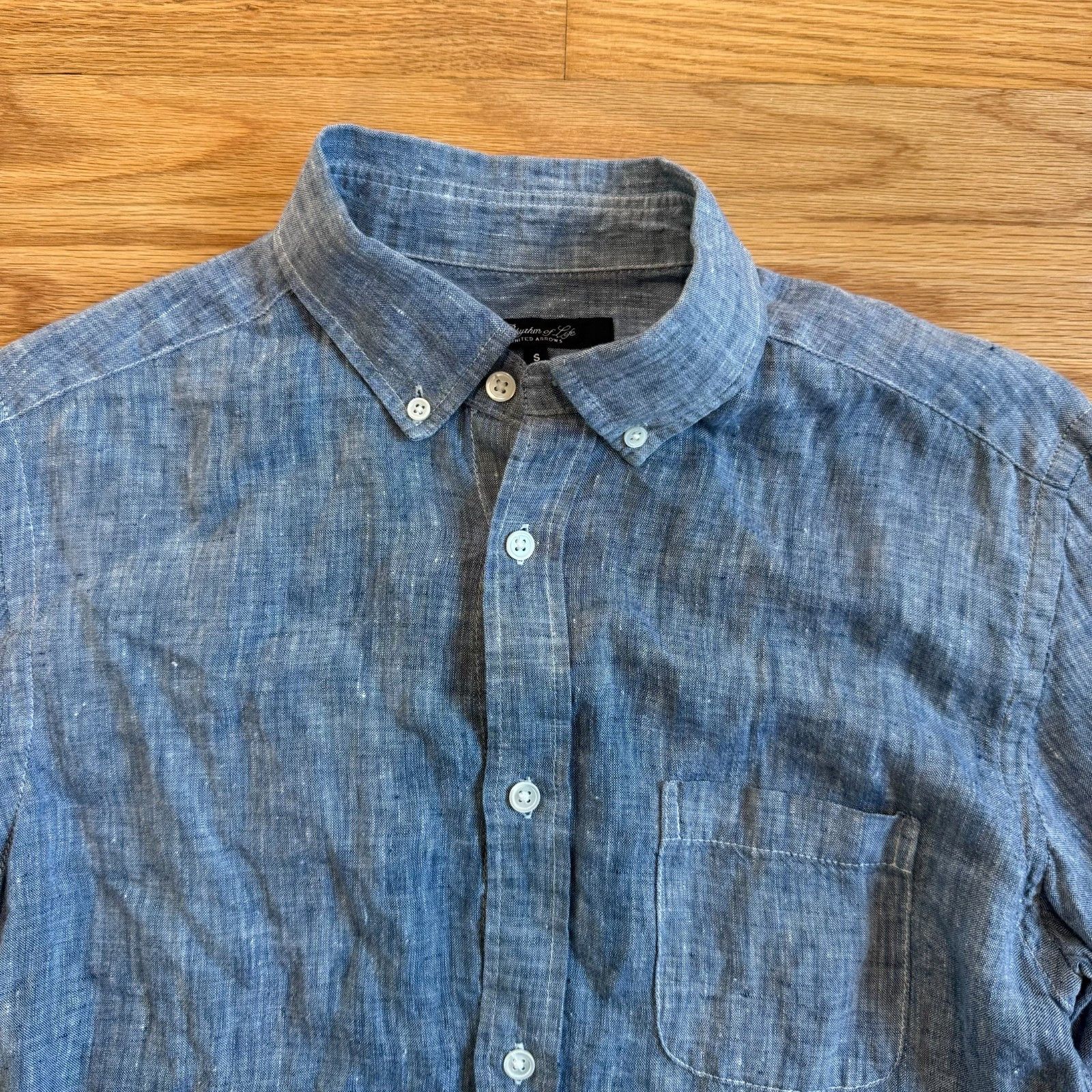 Engineered Garments United Arrows Japan Blue "Rhythm of Life" French Linen Shirt Size US S / EU 44-46 / 1 - 6 Thumbnail