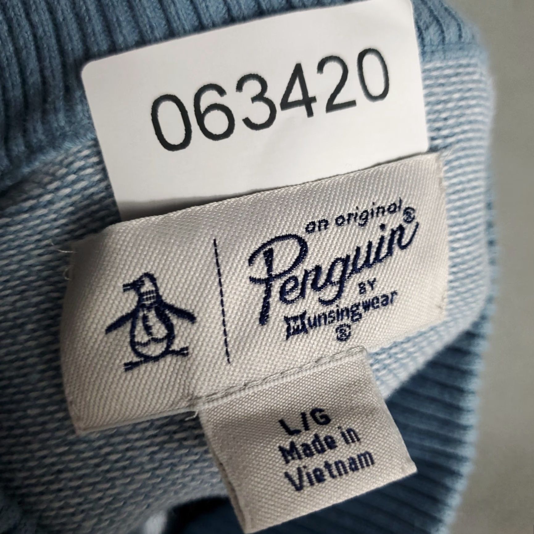 Vintage Penguin Pullover Sweater Mens Large Blue 1/4 Zip Solid Knit Size US L / EU 52-54 / 3 - 8 Thumbnail