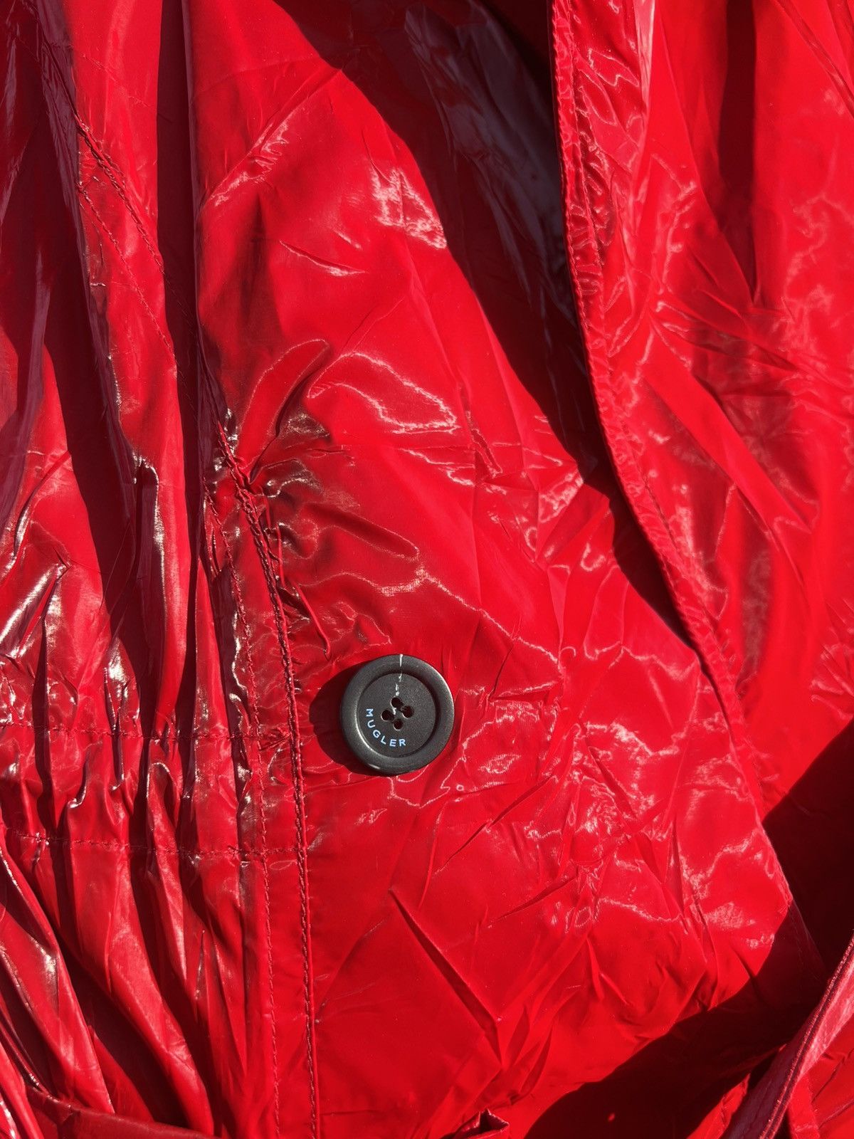 Mugler Belted Glossy Red Trench Coat Size XS / US 0-2 / IT 36-38 - 5 Thumbnail