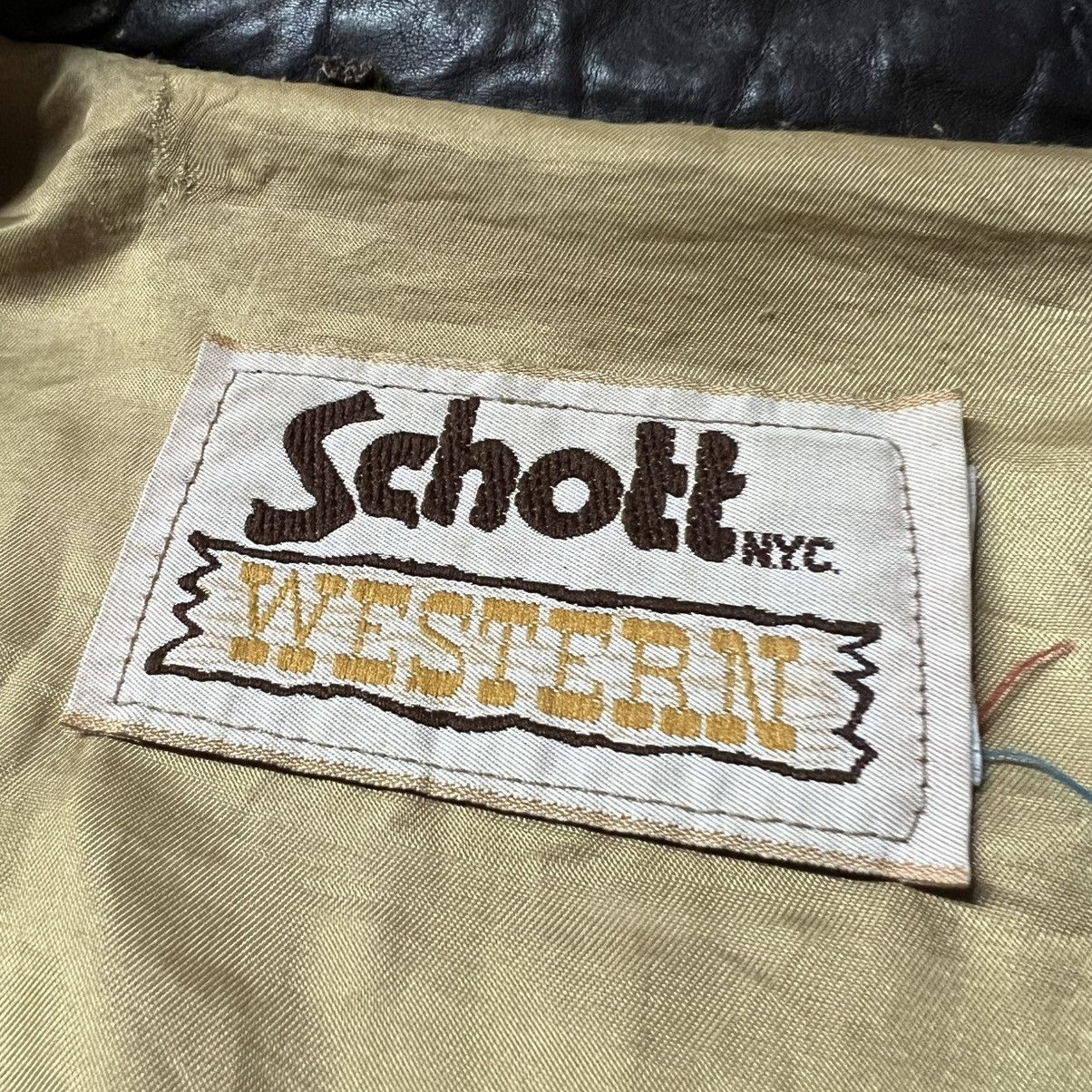 Schott × Vintage Vintage 70’s Schott NYC 🇺🇸 “Western” Brown Leather Jacket Size US L / EU 52-54 / 3 - 9 Thumbnail