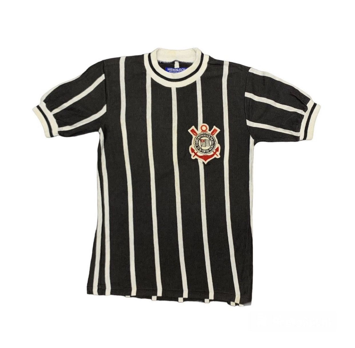 image of Art Of Football x Soccer Jersey Vintage Brazilian Clubs Football Corinthians Ringer Tee in Black (S