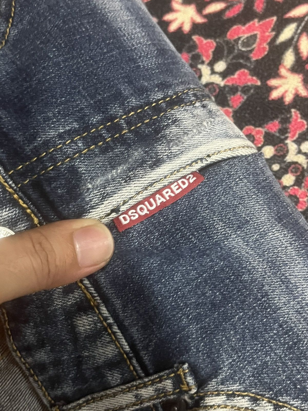 Dsquared2 Dsquared2 Blue Denim Slim Fit Paint Splatter Distressed Jean Size US 29 - 7 Thumbnail