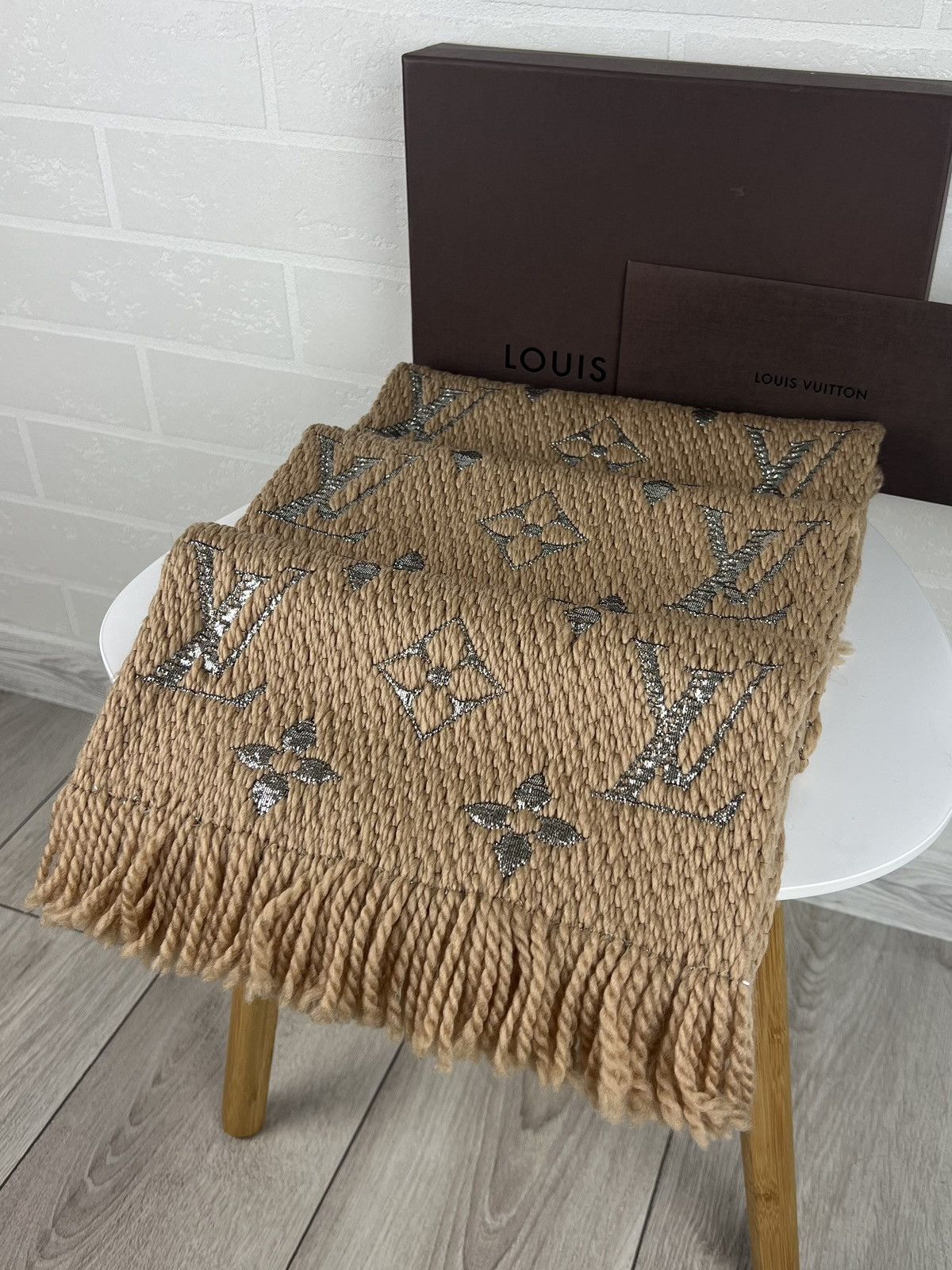 Louis Vuitton LOUIS VUITTON Scarf Echarpe LV Logomania Monogram Wool Silk Size ONE SIZE - 3 Thumbnail