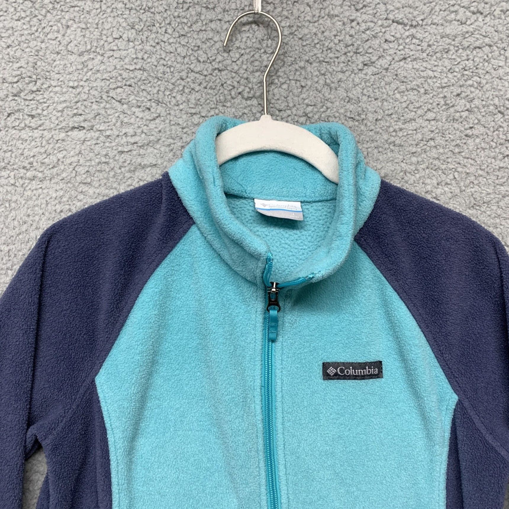 Vintage Columbia Jacket Women’s Large Full Zip Fleece Blue Teal 2 Zip Pockets Classic Outdoor Regular Fit Size L / US 10 / IT 46 - 2 Thumbnail
