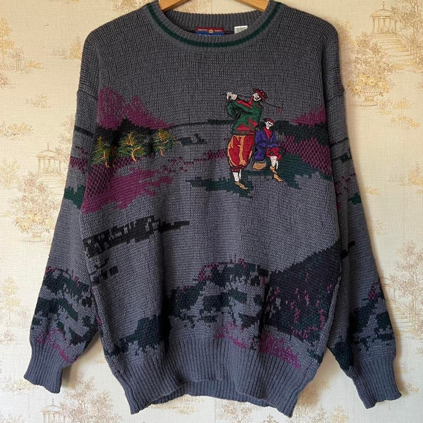 Vintage Vintage 90s Buckingham Golf Sweater | Intarsia Knit | Medium Size US M / EU 48-50 / 2 - 1 Thumbnail