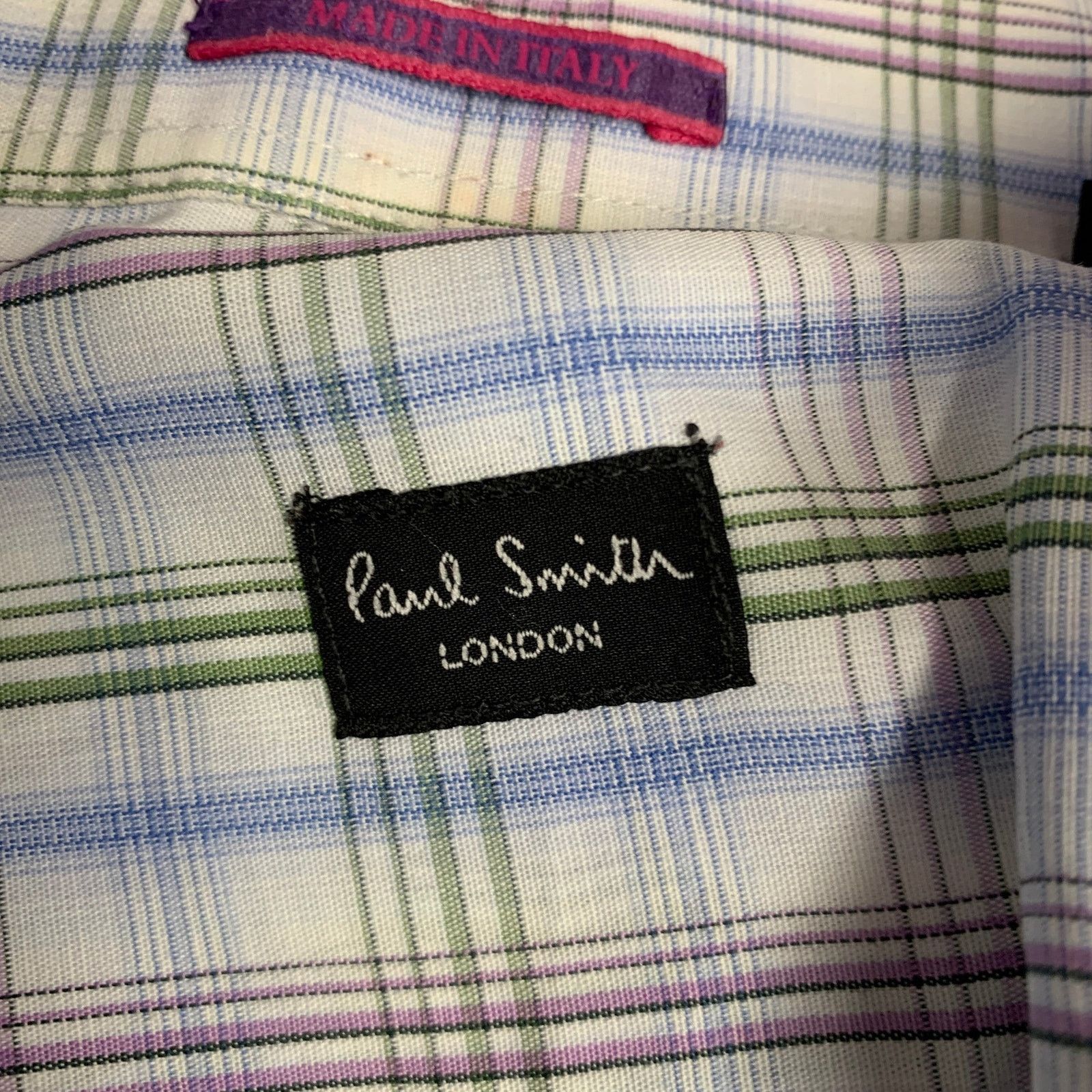 Paul Smith S White Blue Green Plaid Cotton Button Up Long Sleeve Shirt Size US S / EU 44-46 / 1 - 7 Thumbnail
