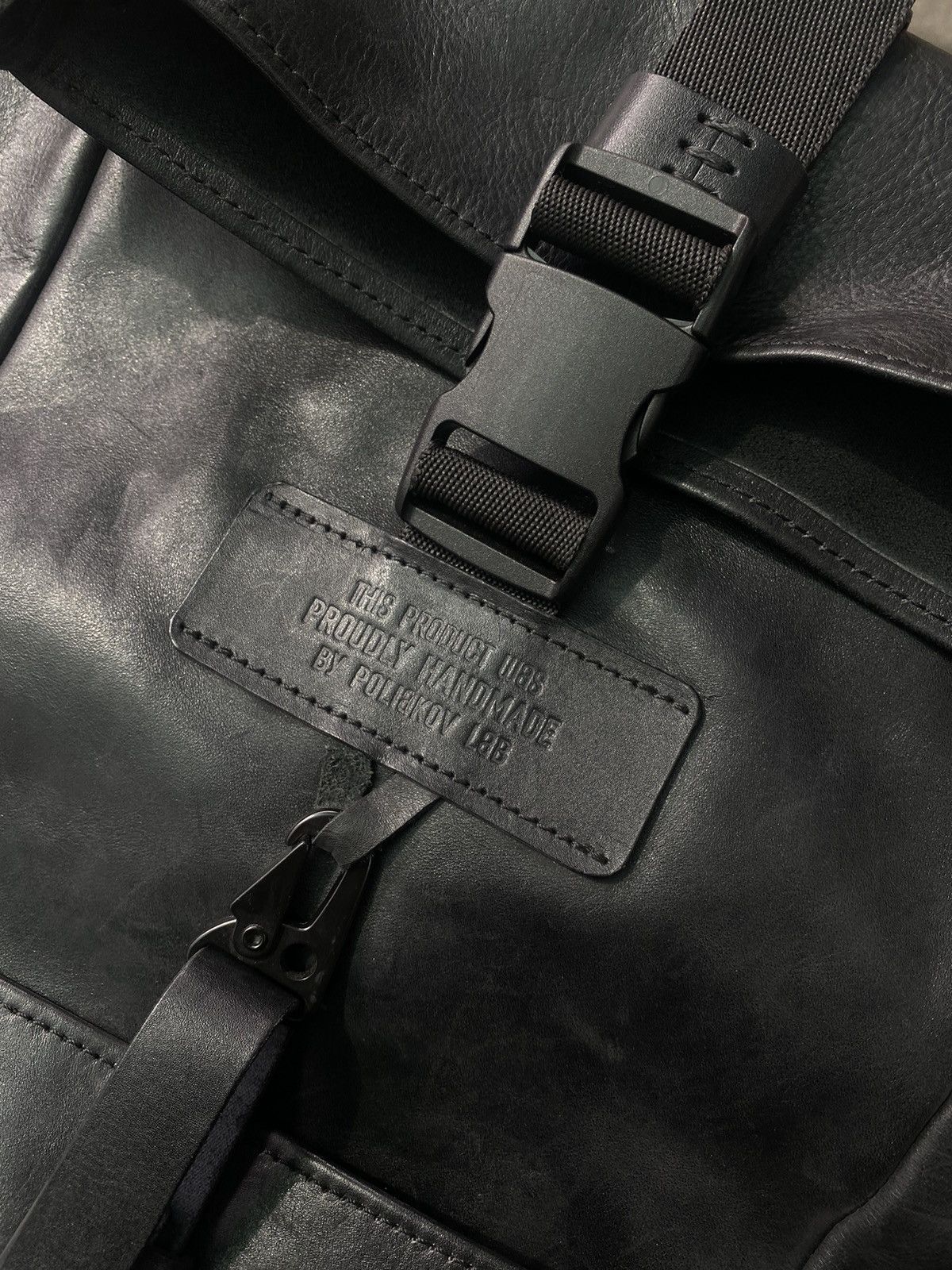 Leather Polikov Lab Black Leather Backpack Japanese Brand Size ONE SIZE - 4 Thumbnail