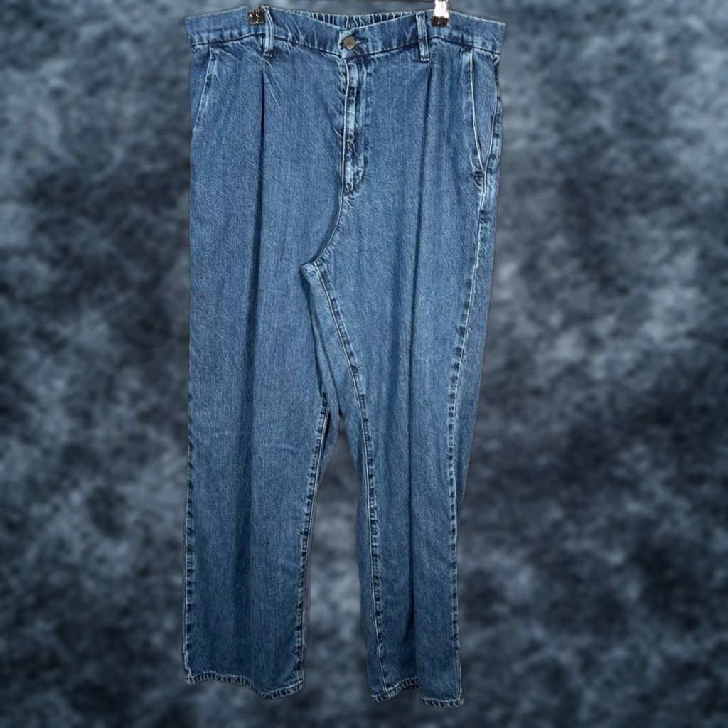 Uniqlo Uniqlo Womens XL Denim Straight Leg Jeans 31 in Inseam Blue Cotton Linen Lyocell Pants Men's? Size 40" / US 18 - 1 Thumbnail