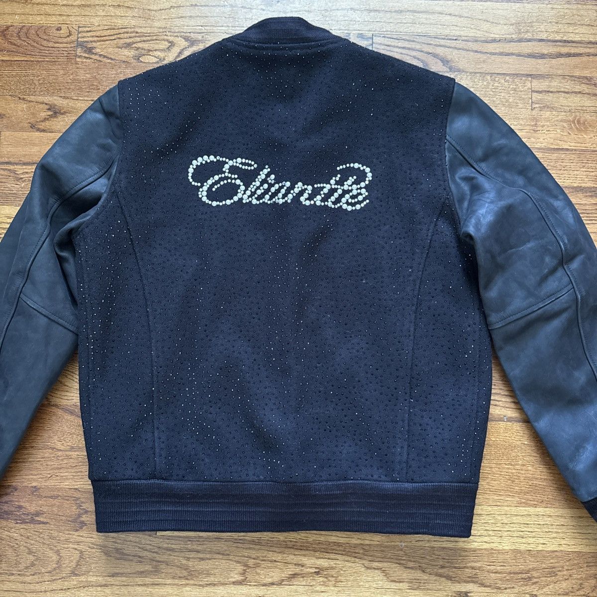 Schott ELIANTTE Custom SCHOTT LEATHER SLEEVED VARSITY JACKET BLACK Size US XL / EU 56 / 4 - 1 Thumbnail
