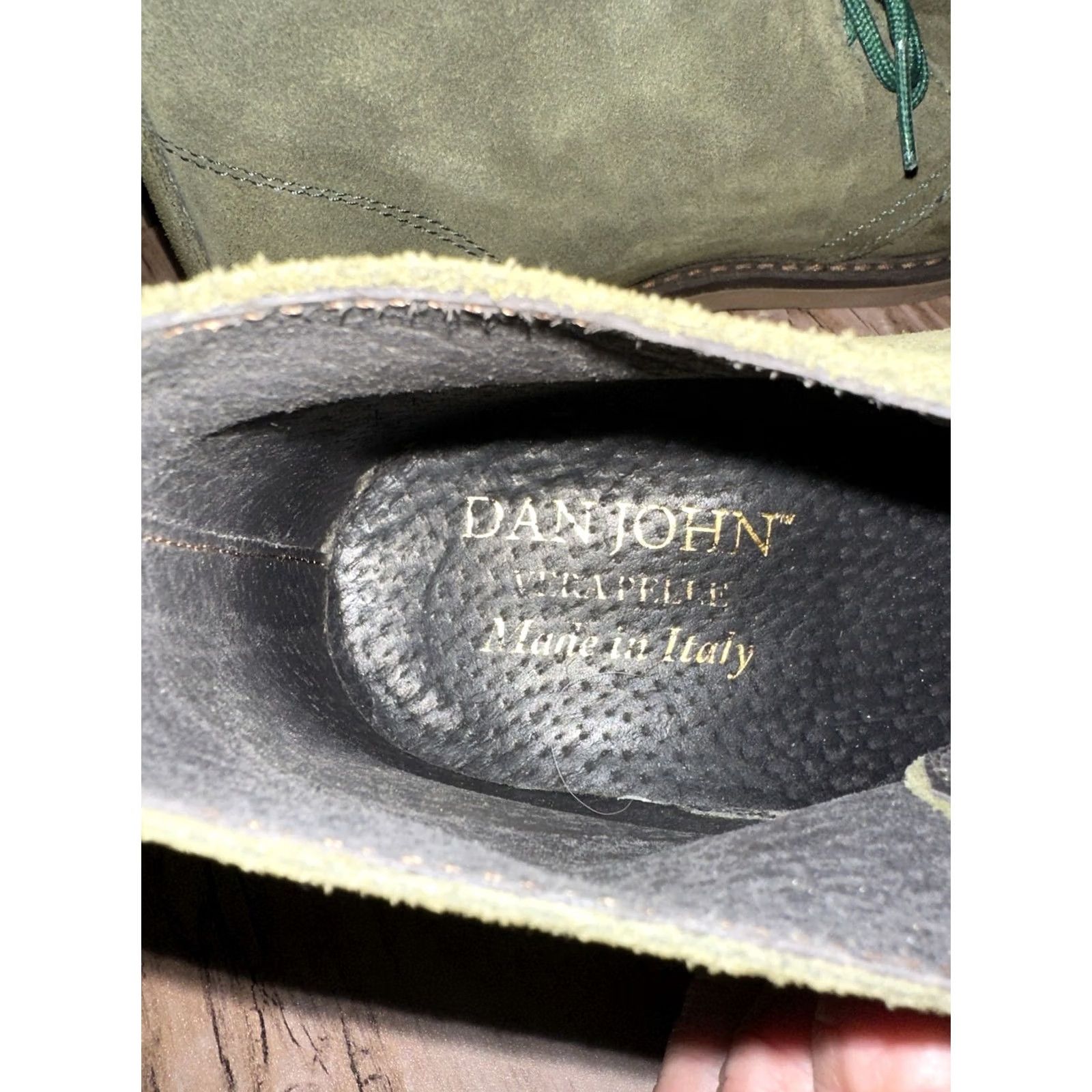 Sean John DAN JOHN Vera Pelle Italian Green Suede Chukka Style Boots Mens 40 Size Suede Upper Outsole Shoes Green Chukka Mens Size US 7 / EU 40 - 5 Thumbnail
