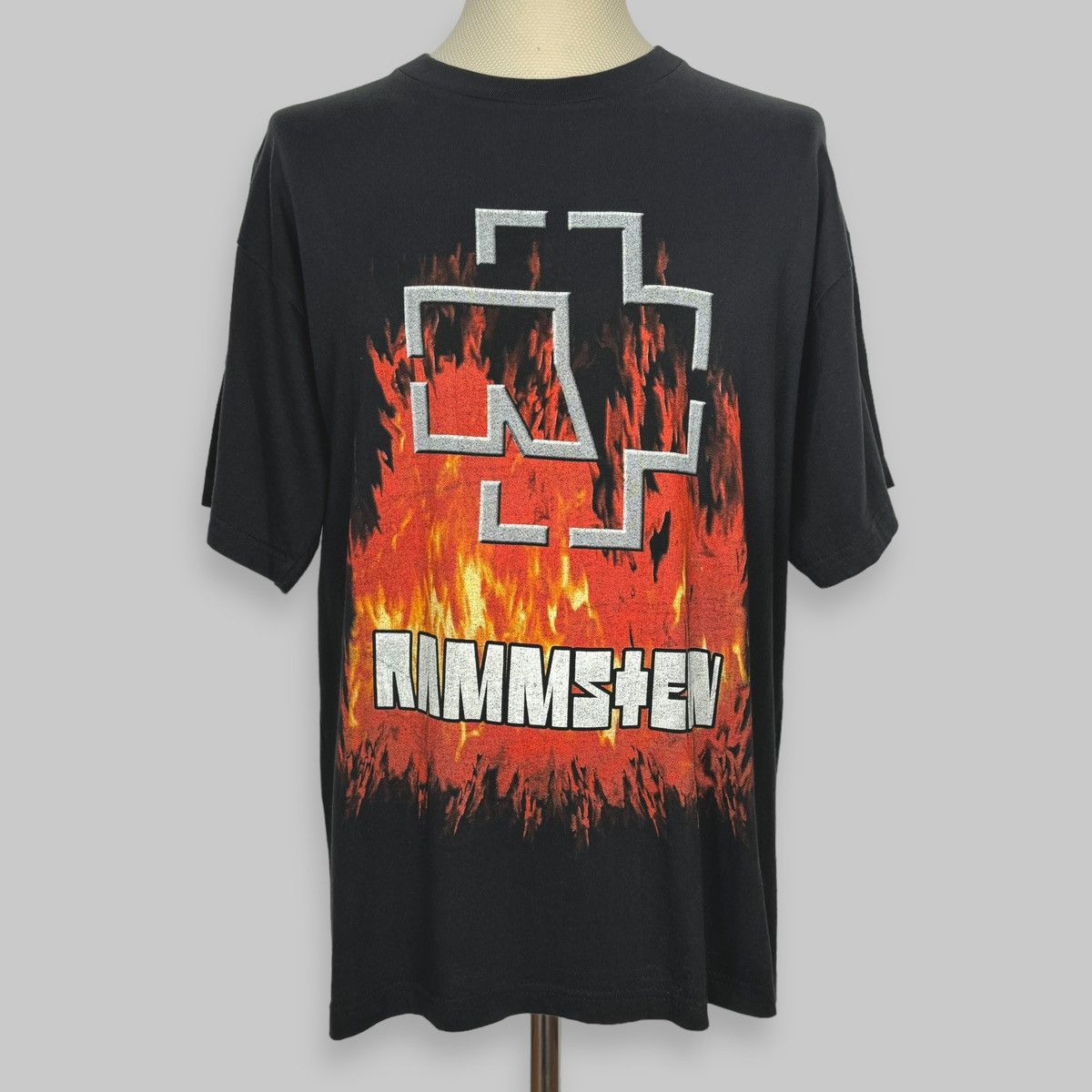 Band Tees Vintage 90s Rammstein ‘Flame Logo’ Turbogadget Euro T Shirt Size US XL / EU 56 / 4 - 1 Thumbnail