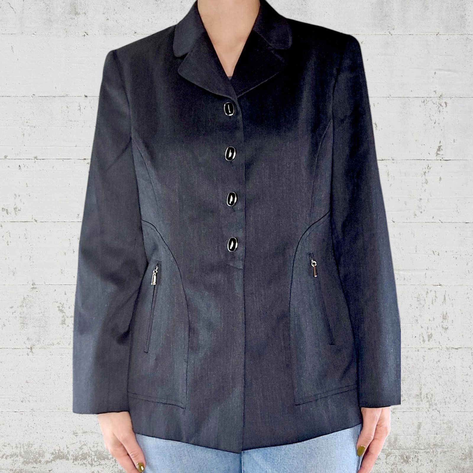 Albert Nipon Albert Nipon 80s Wool Blazer Charcoal Size 10 Size L / US 10 / IT 46 - 14 Thumbnail