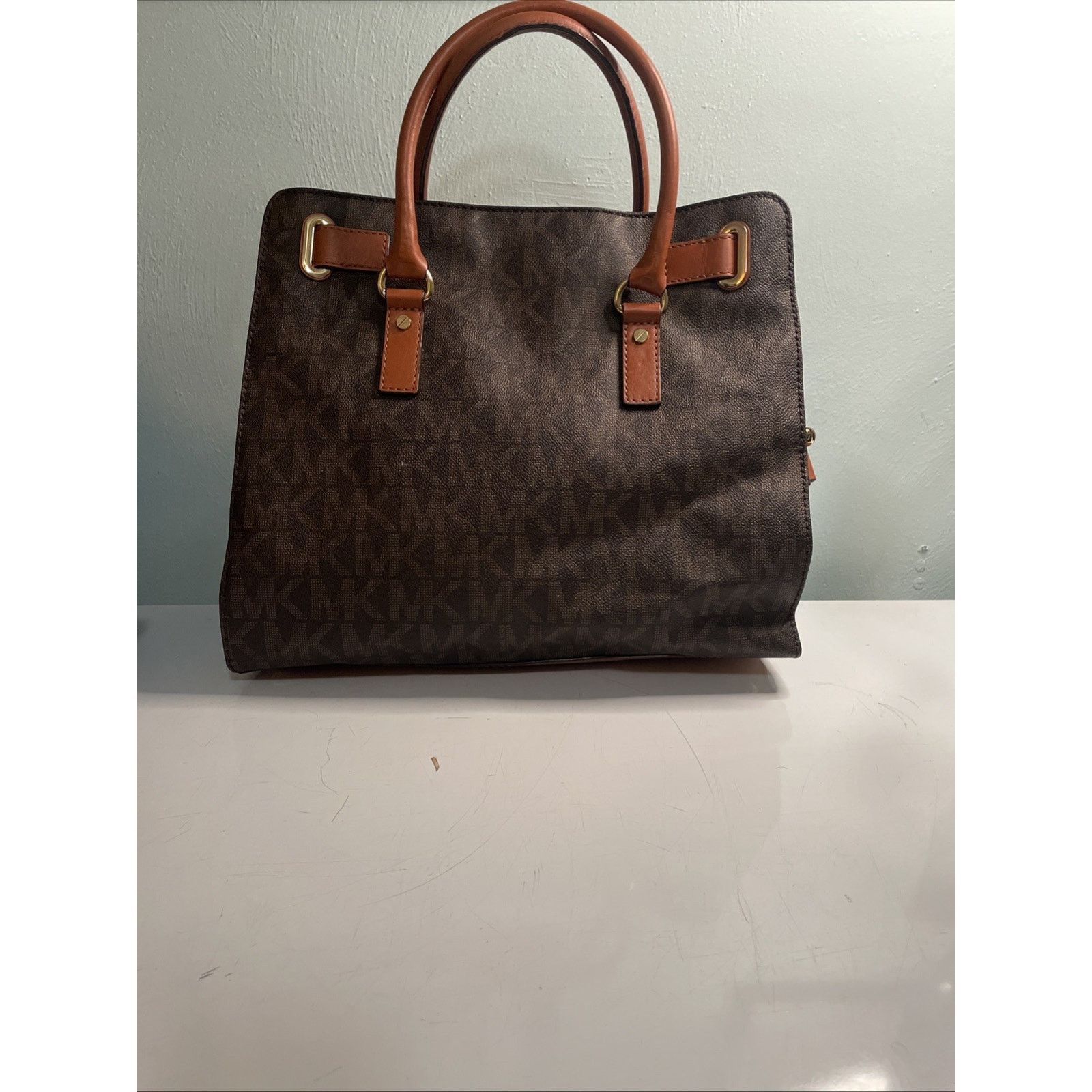 Michael Kors Michael Kors Hamilton Satchel Purse Signature MK Leather Size ONE SIZE - 6 Thumbnail