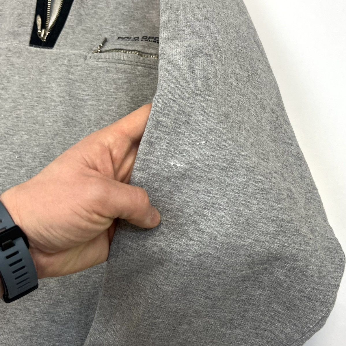 Polo Ralph Lauren × Ralph Lauren × Vintage Vintage Polo Sport Ralph Lauren Logo Grey Cotton 1/4 Zip -L Size US L / EU 52-54 / 3 - 15 Thumbnail