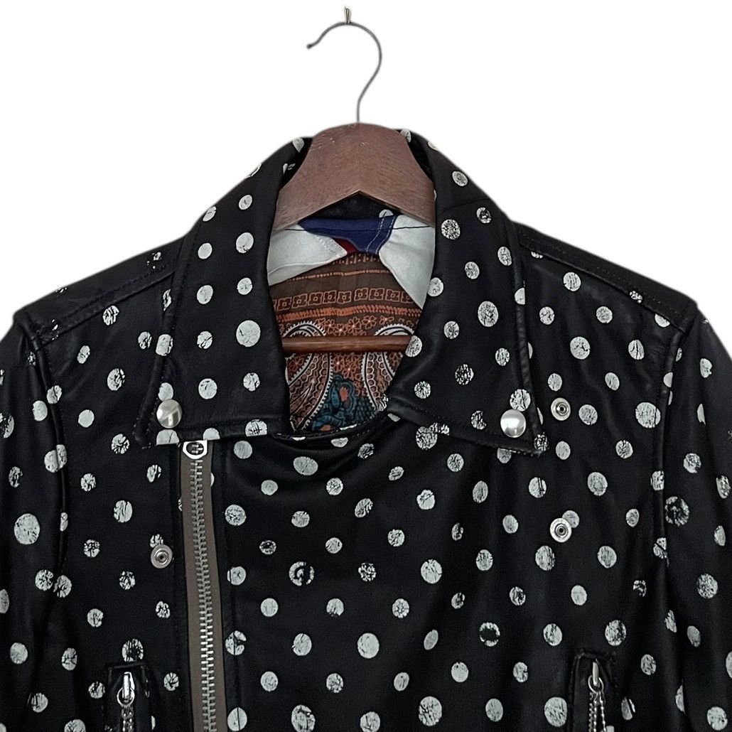 Seditionaries Vintage Brand Double Collar Polka Dot Leather Jacket 1990s Size US M / EU 48-50 / 2 - 7 Thumbnail