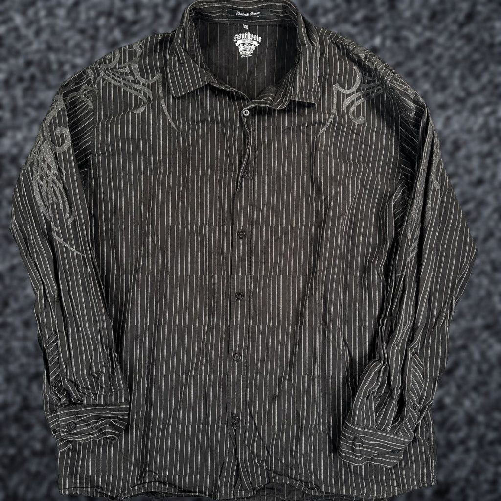Southpole Southpole Shirt Mens 5XL Black Stripe Long Sleeve Tribal Graphic Button Front Size US XXL / EU 58 / 5 - 1 Thumbnail