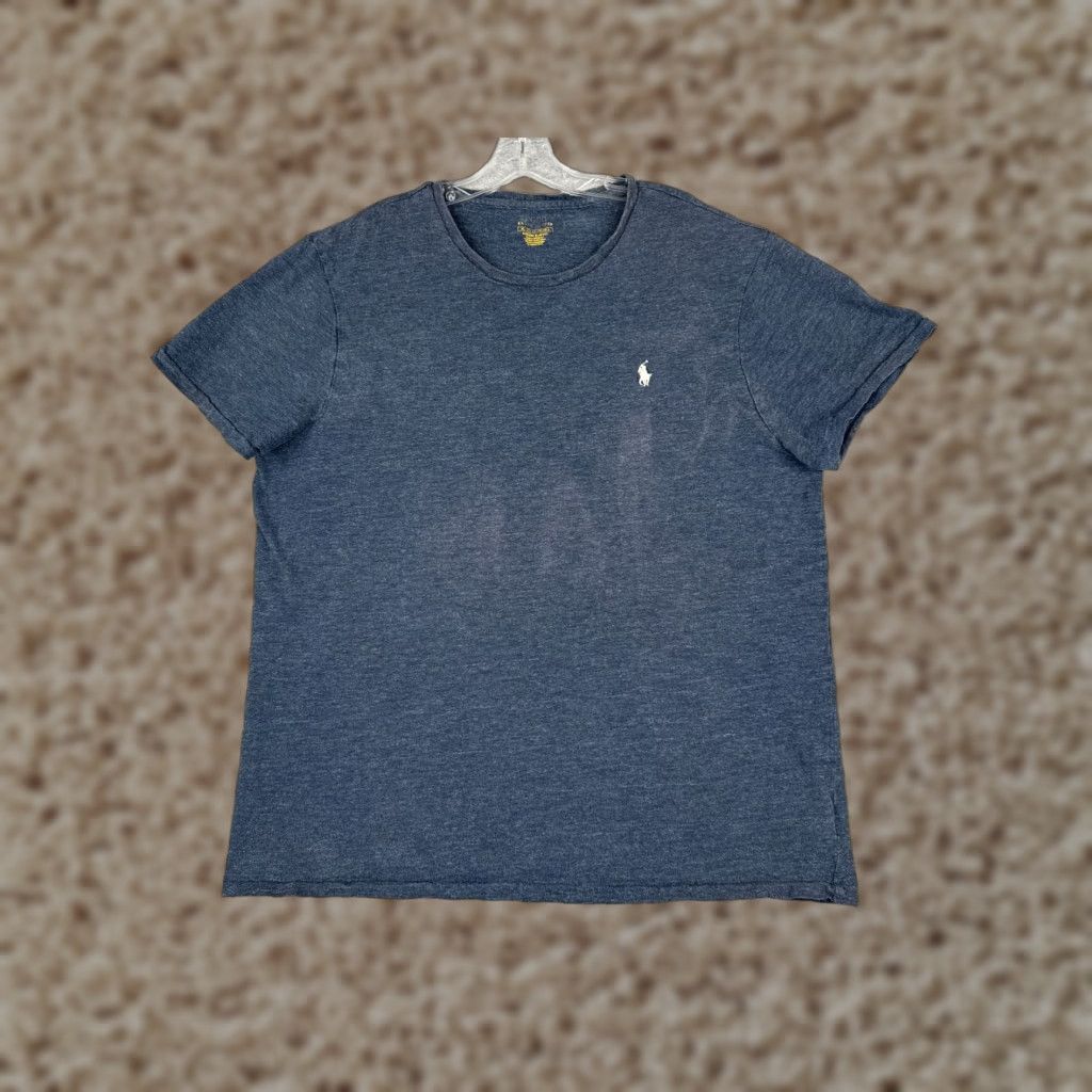 Ralph Lauren VINTAGE Ralph Lauren Shirt Adult XL Blue Crew Neck Cotton Jersey Slim Fit Embroidered Logo 90s Mens Size US XL / EU 56 / 4 - 1 Thumbnail