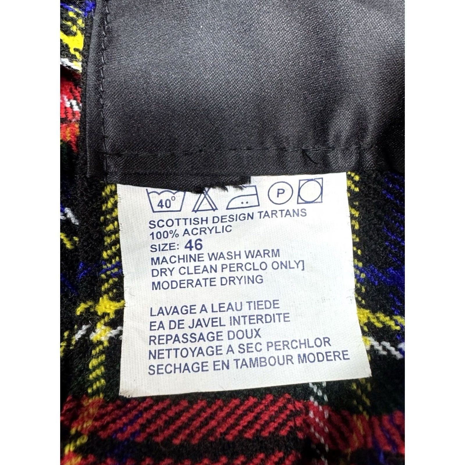 Vintage VINTAGE? Scotish Design Tartan Kilt Plaid Check Pattern Red Black Mens 46 Buckle Strap Size 46 - 6 Thumbnail