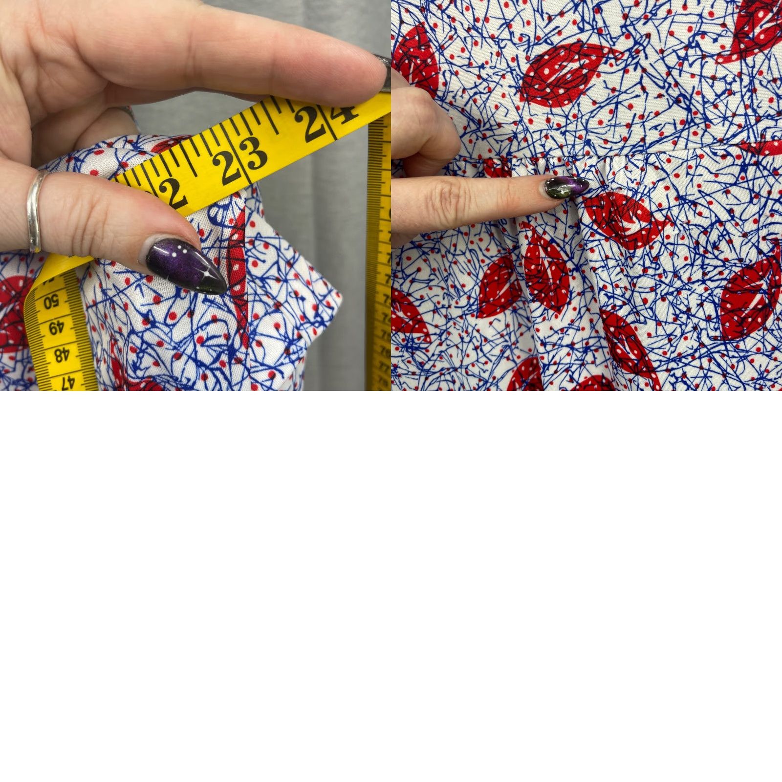 Gildan VTG Gilda of California Blouse Womens L Button Front Polyester Blue Floral Short Sleeve Collared Regular Basic 90s Theme Mens Women Size L / US 10 / IT 46 - 10 Thumbnail